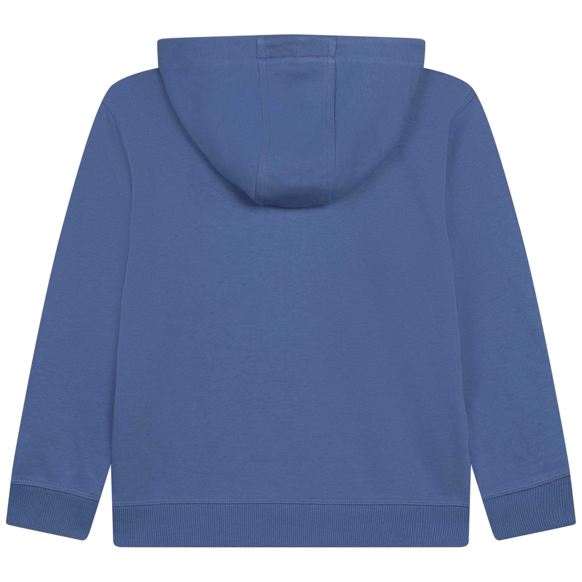 HUGO Kids Kapuzenpullover blau mit rotem Innenleben und Logo Hoodie HUGO