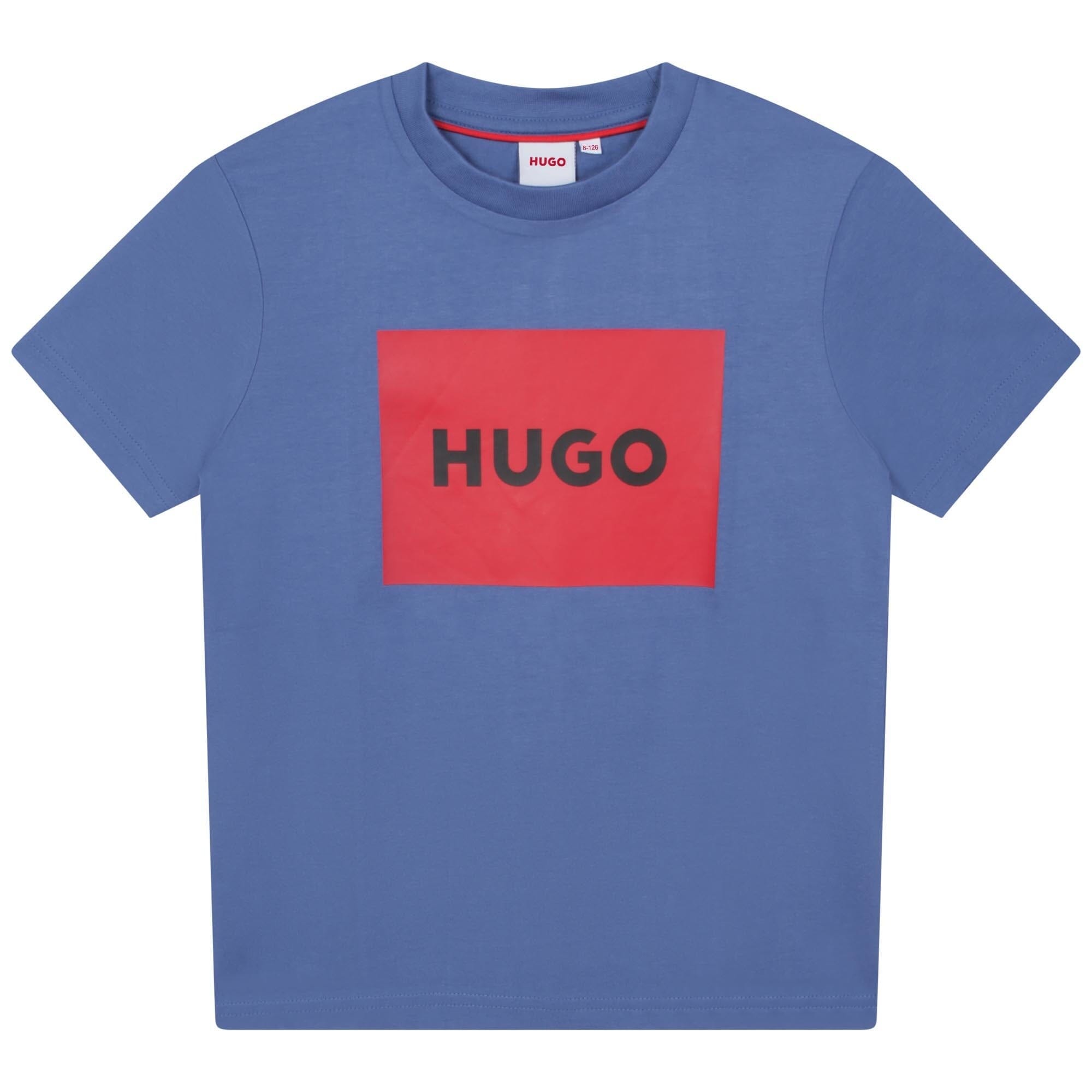 HUGO Kinder T-Shirt blau mit Logo T-Shirt HUGO