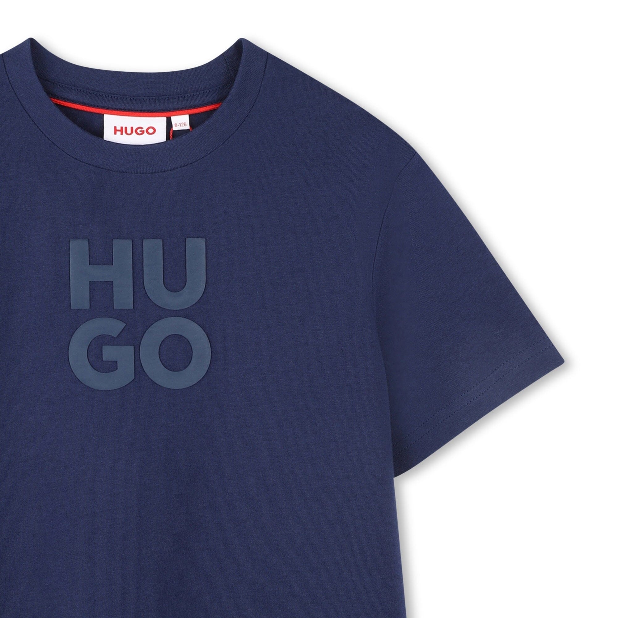 HUGO Kinder T-Shirt blau mit Logo in blau T-Shirt HUGO