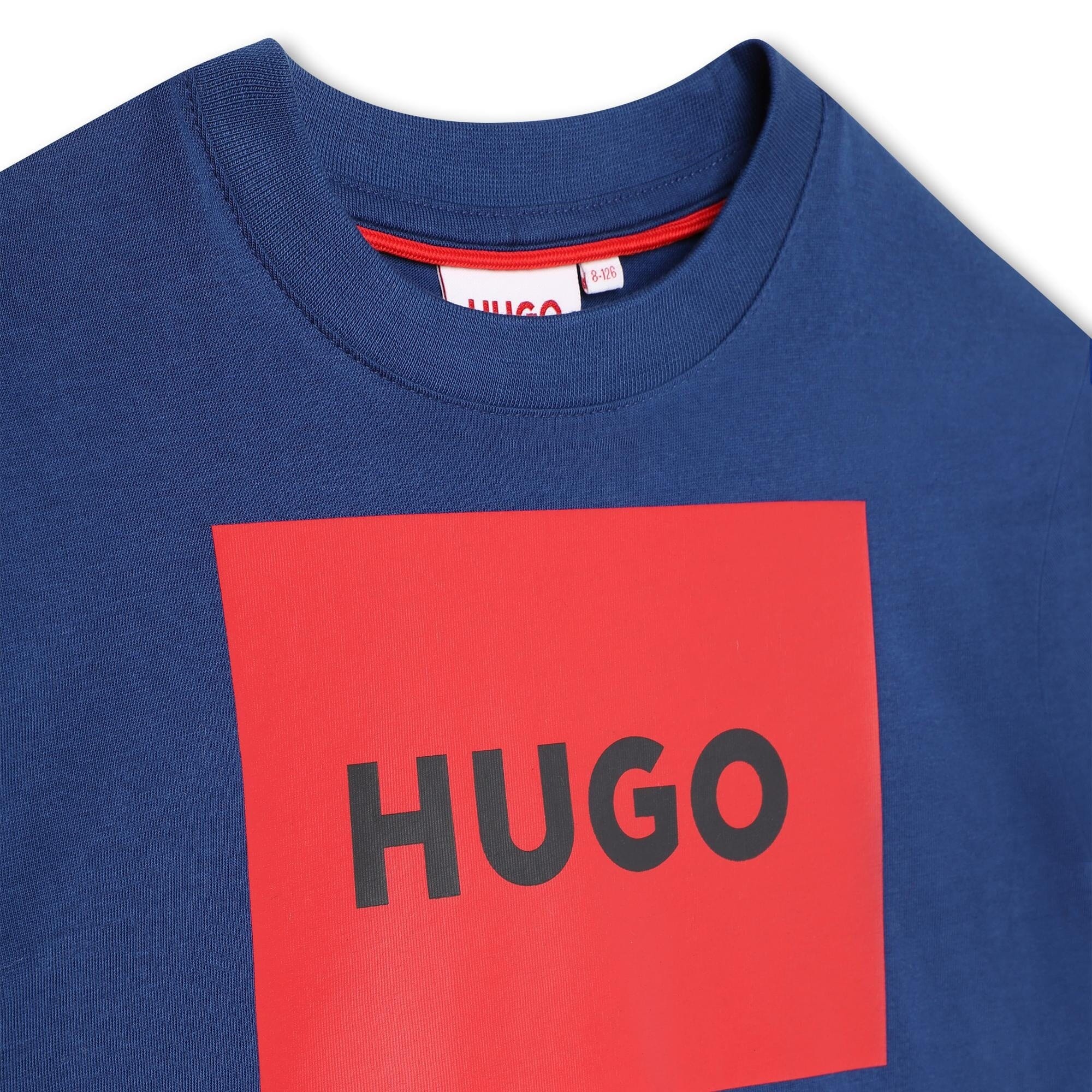 HUGO Kinder T-Shirt dunkelblau mit rotem Logo T-Shirt HUGO