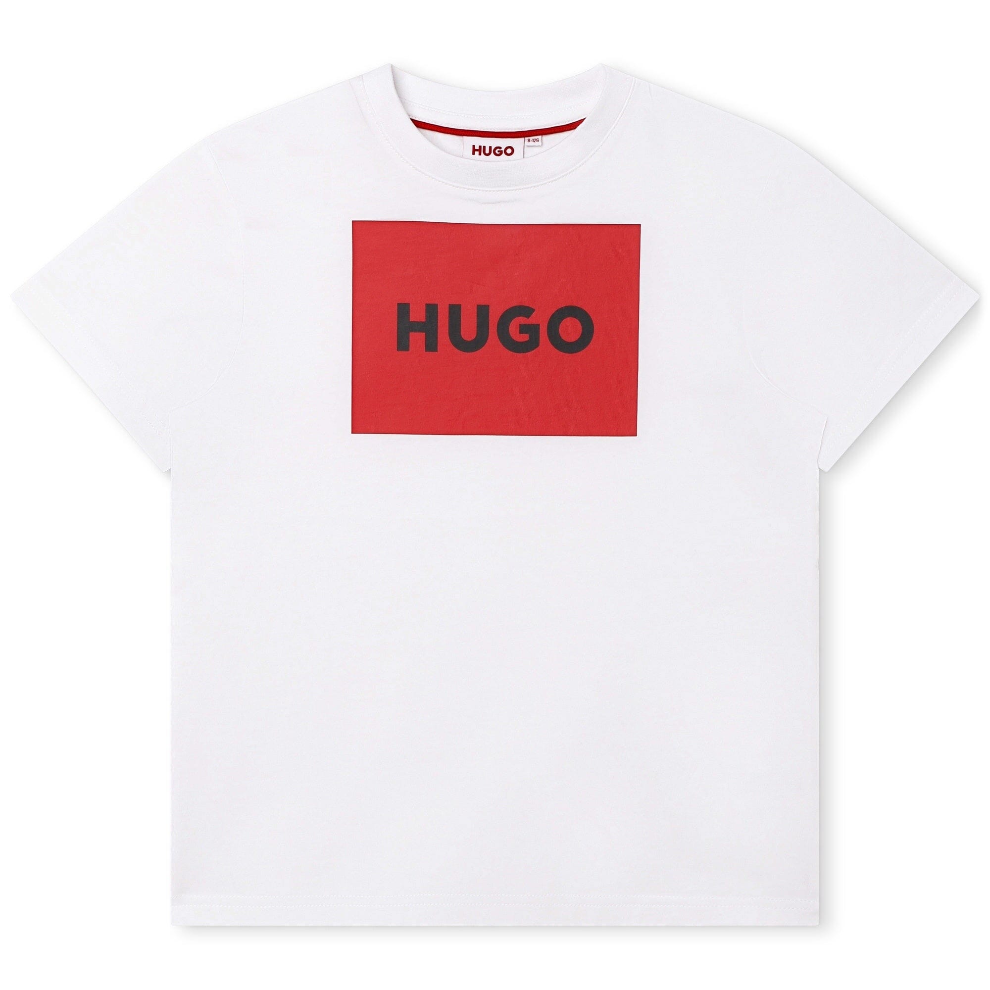 HUGO Kinder T-Shirt weiß mit rotem Logo T-Shirt HUGO