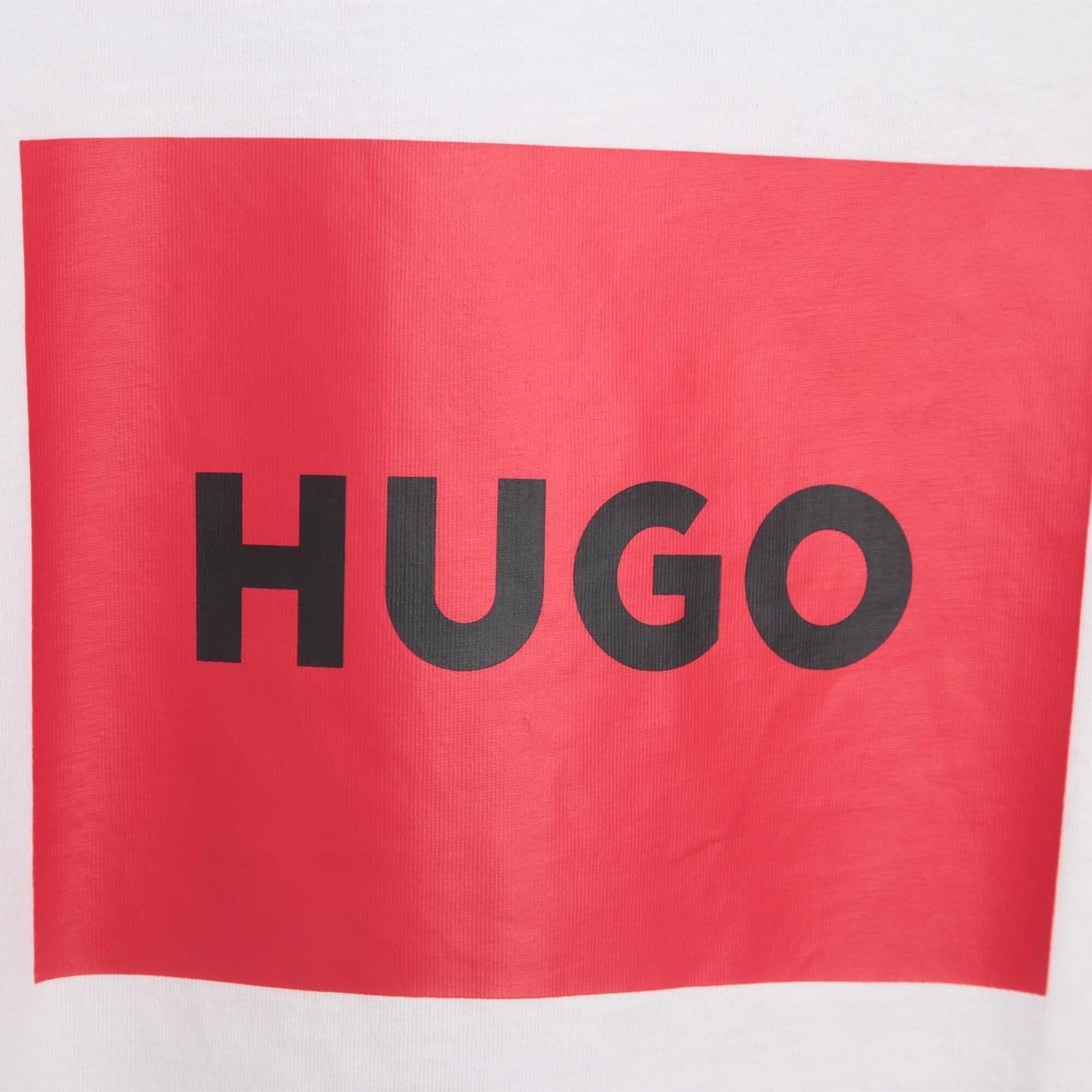 HUGO Kinder T-Shirt weiß mit Logo T-Shirt HUGO