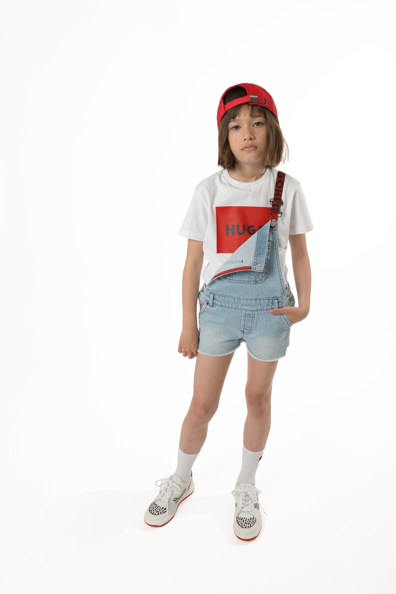 HUGO Kinder T-Shirt weiß mit Logo T-Shirt HUGO