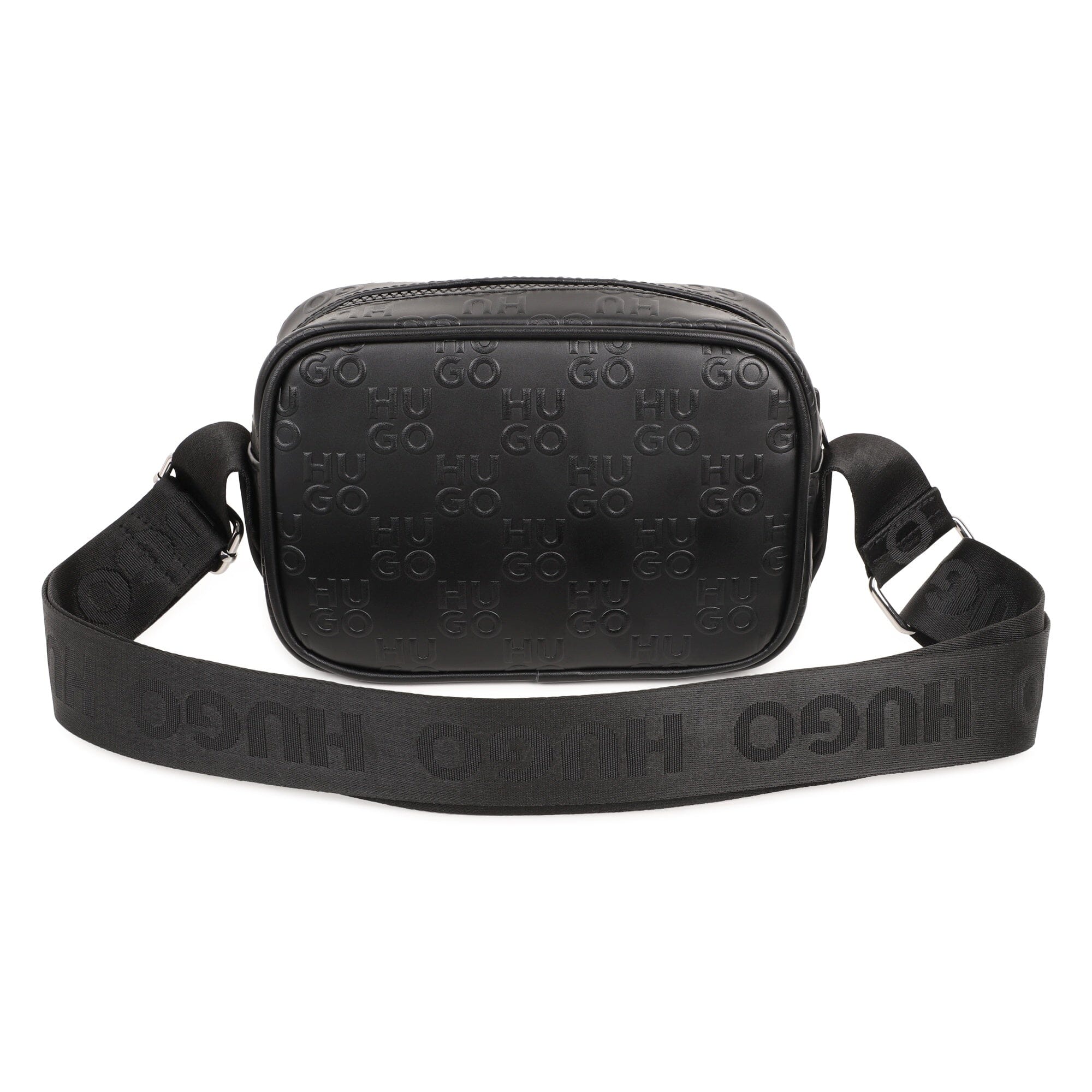 HUGO Umhängetasche Schwarz Allover-Logo Prägung Mini Me Umhängetaschen HUGO