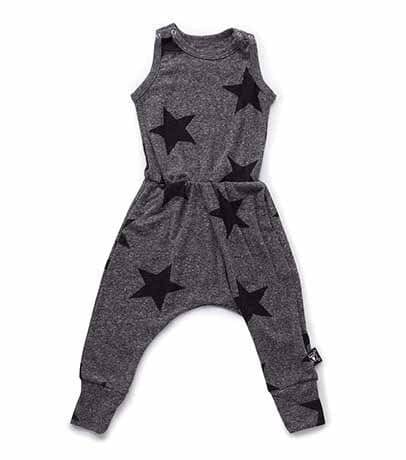 nununu star romper charcoal Anzug Bodysuit nununu