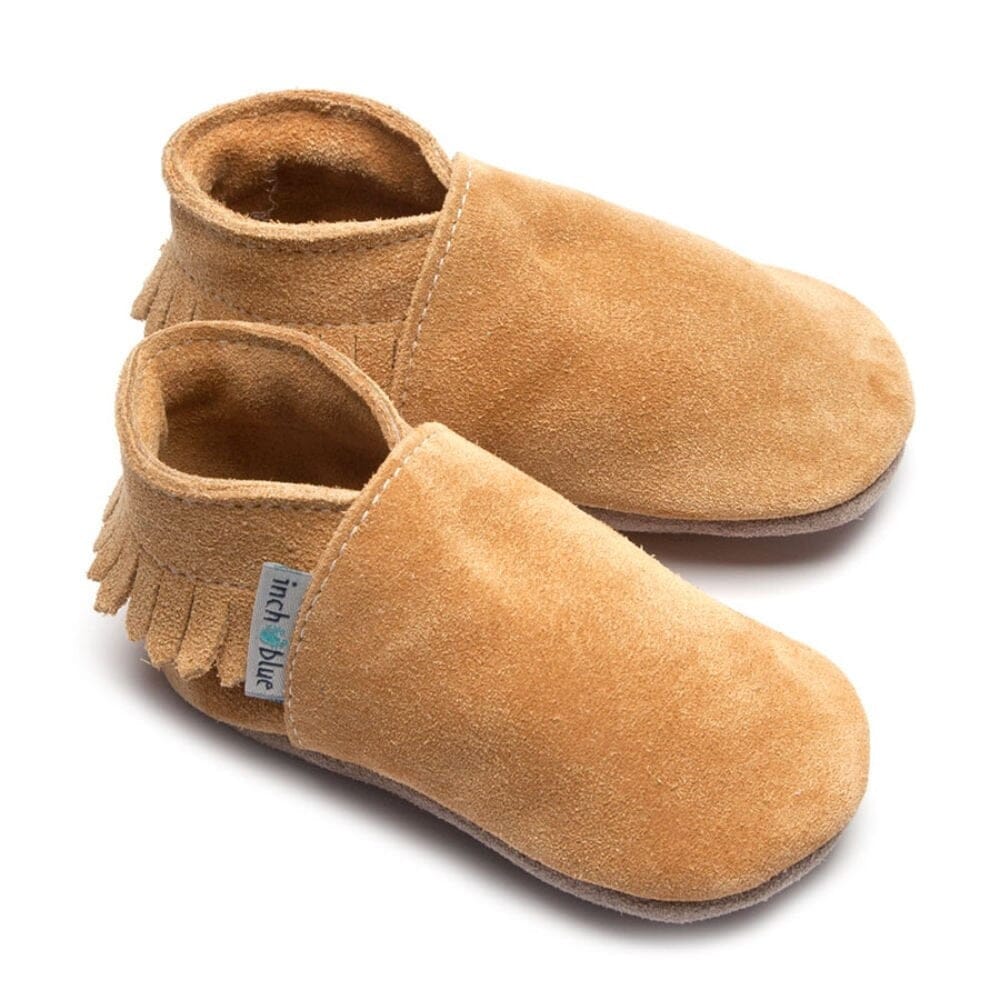 Inch Blue Baby Schuhe / Krabbelschuhe - Moccasin Tan Babyschuhe Inch Blue