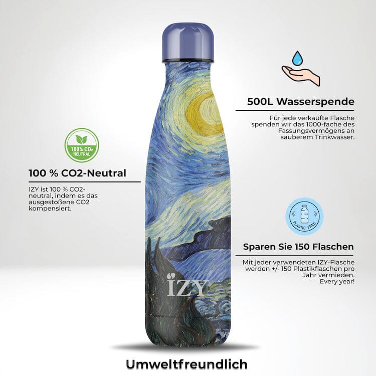 IZY Bottles Trinkflasche Sternennacht Van Gogh 500ml 500ml mehrfarbig nachhaltig Trinkflaschen IZY Bottles