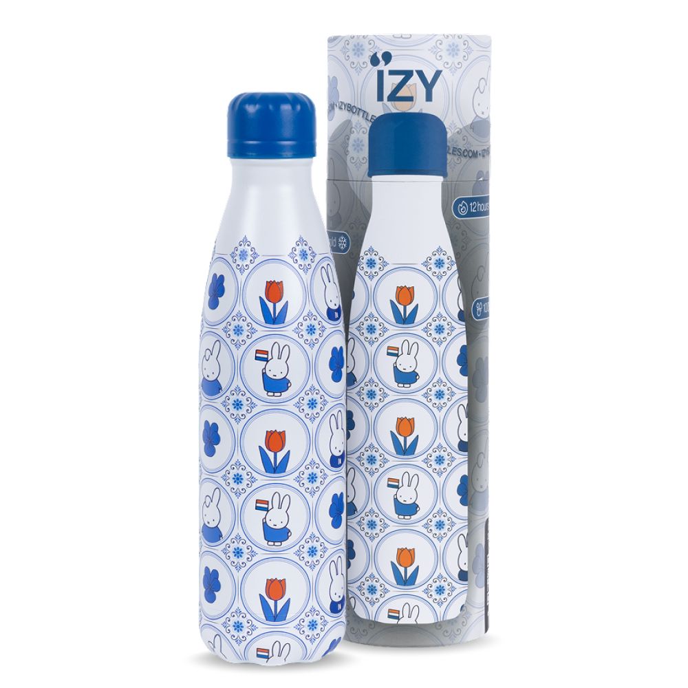 IZY Bottles x Miffy – Fliesen Thermosflasche 500 ml blau orange Dutch Design Trinkflaschen IZY
