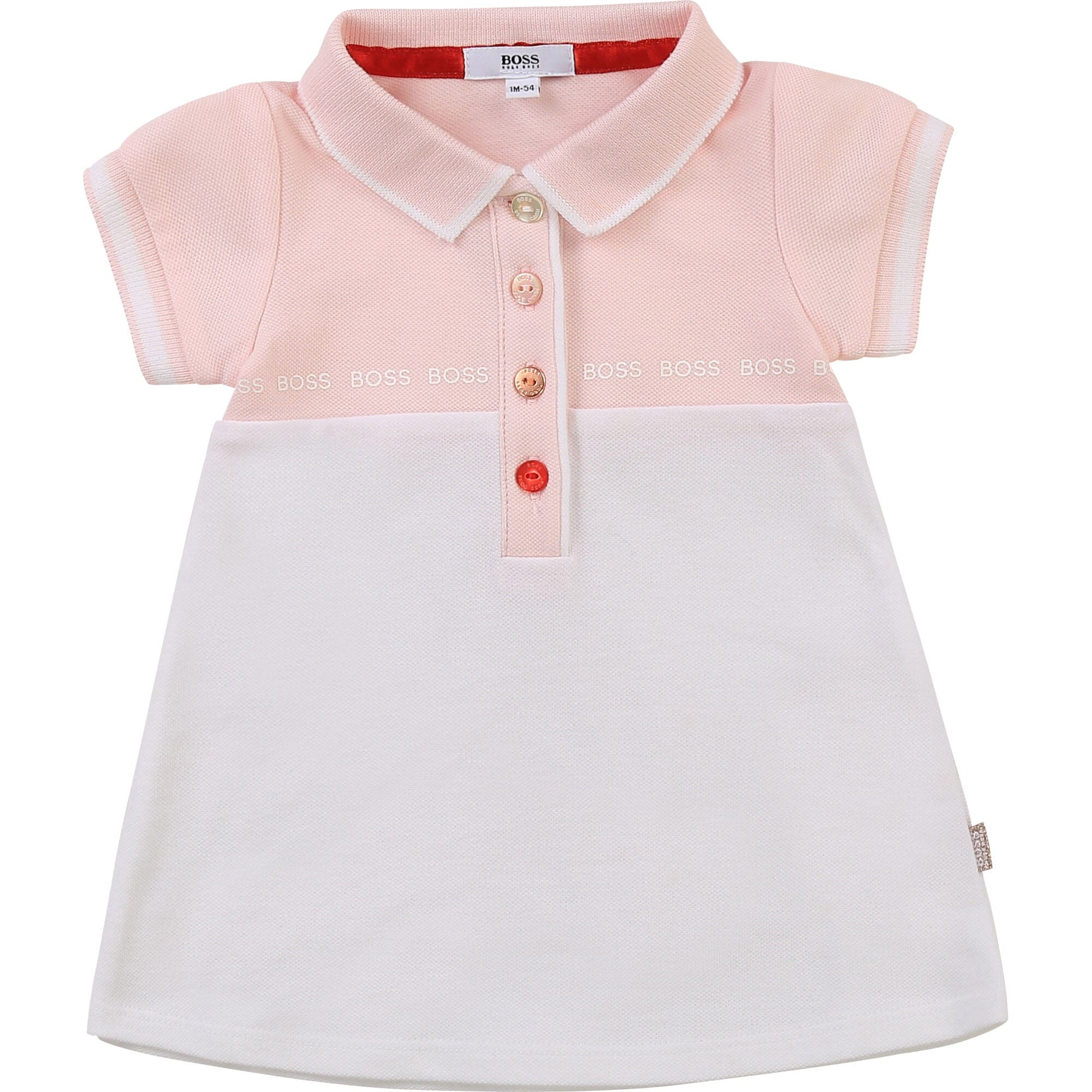 HUGO BOSS Baby Polokleid Kleid rosa weiß rosegold Kleid Boss