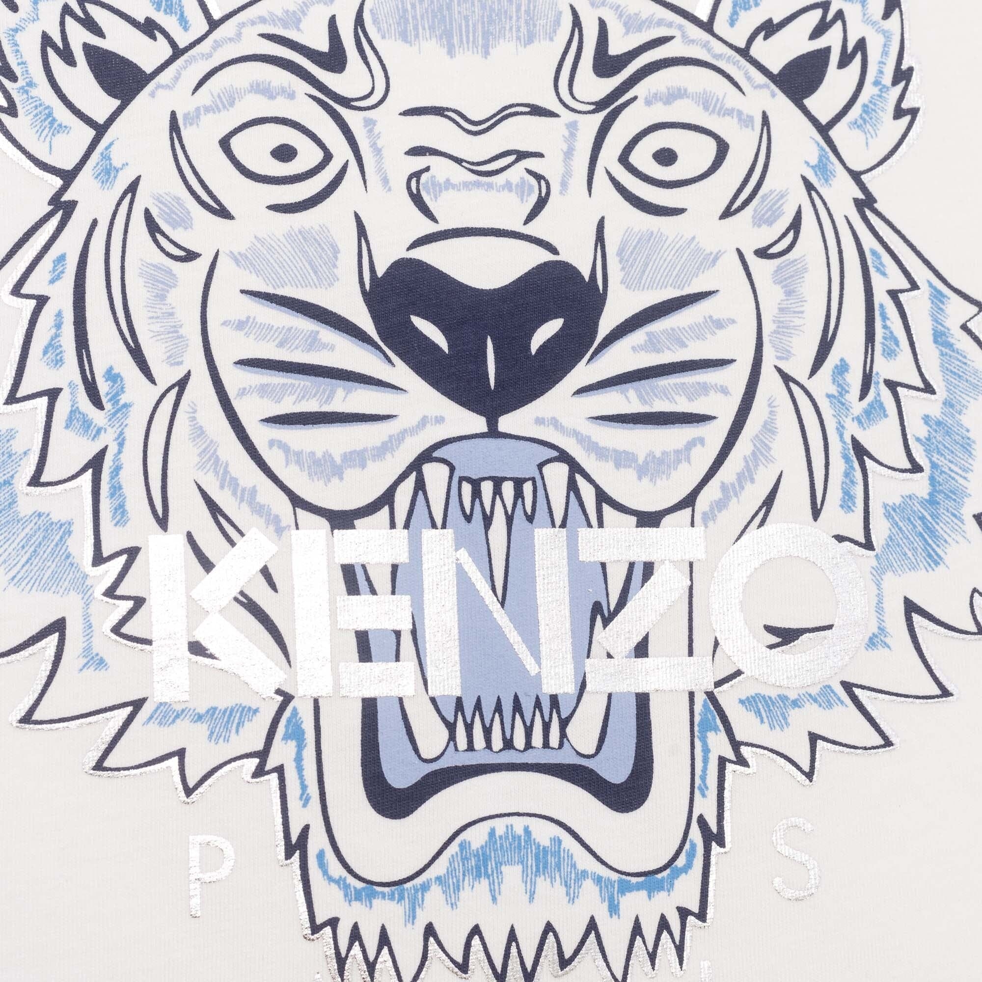 KENZO KIDS Langarmshirt weiß Tiger in blau Langarmshirt Kenzo