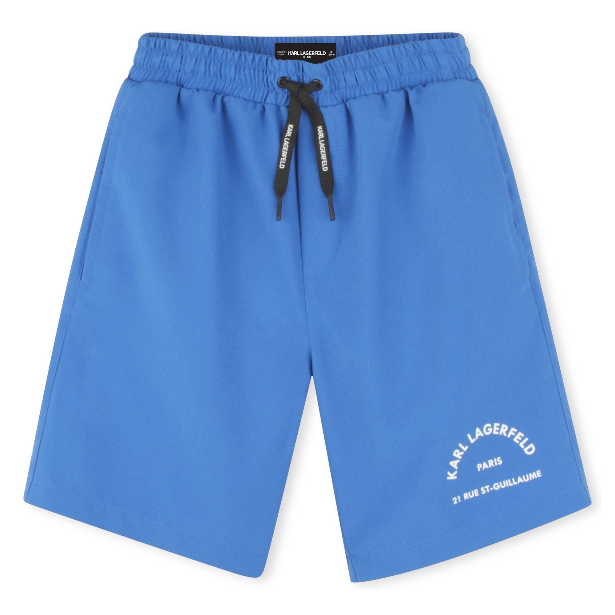 KARL LAGERFELD KIDS Badeshorts in blau mit Taschen und Logo-Print Badehose Karl Lagerfeld