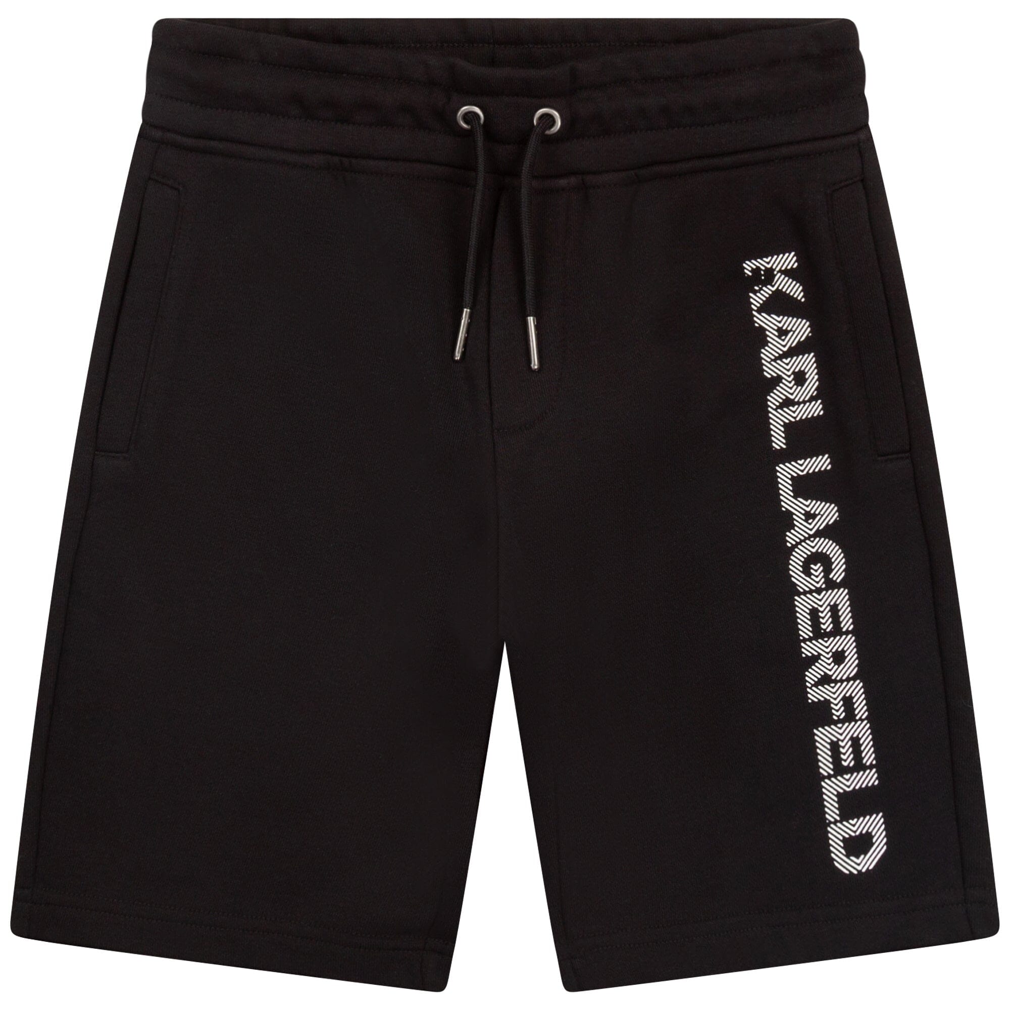 KARL LAGERFELD KIDS Bermuda Shorts schwarz einseitiges Logoprint Shorts Karl Lagerfeld