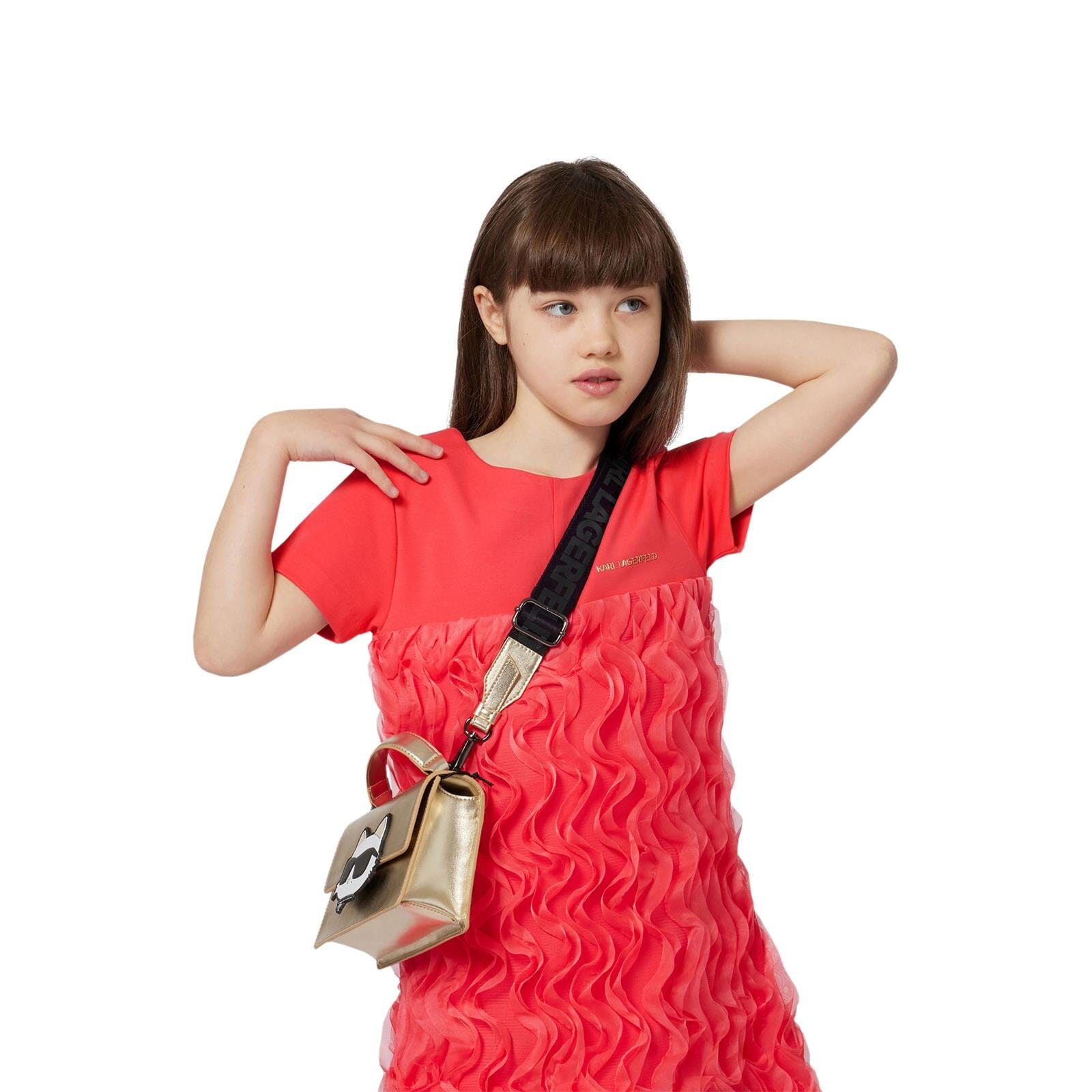 KARL LAGERFELD KIDS Handtasche goldgelb – Cat-Patch Tasche Karl Lagerfeld