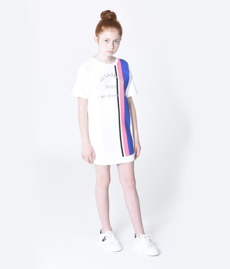 KARL LAGERFELD KIDS Sweatshirt Kleid weiß rosa blau Kleid Karl Lagerfeld