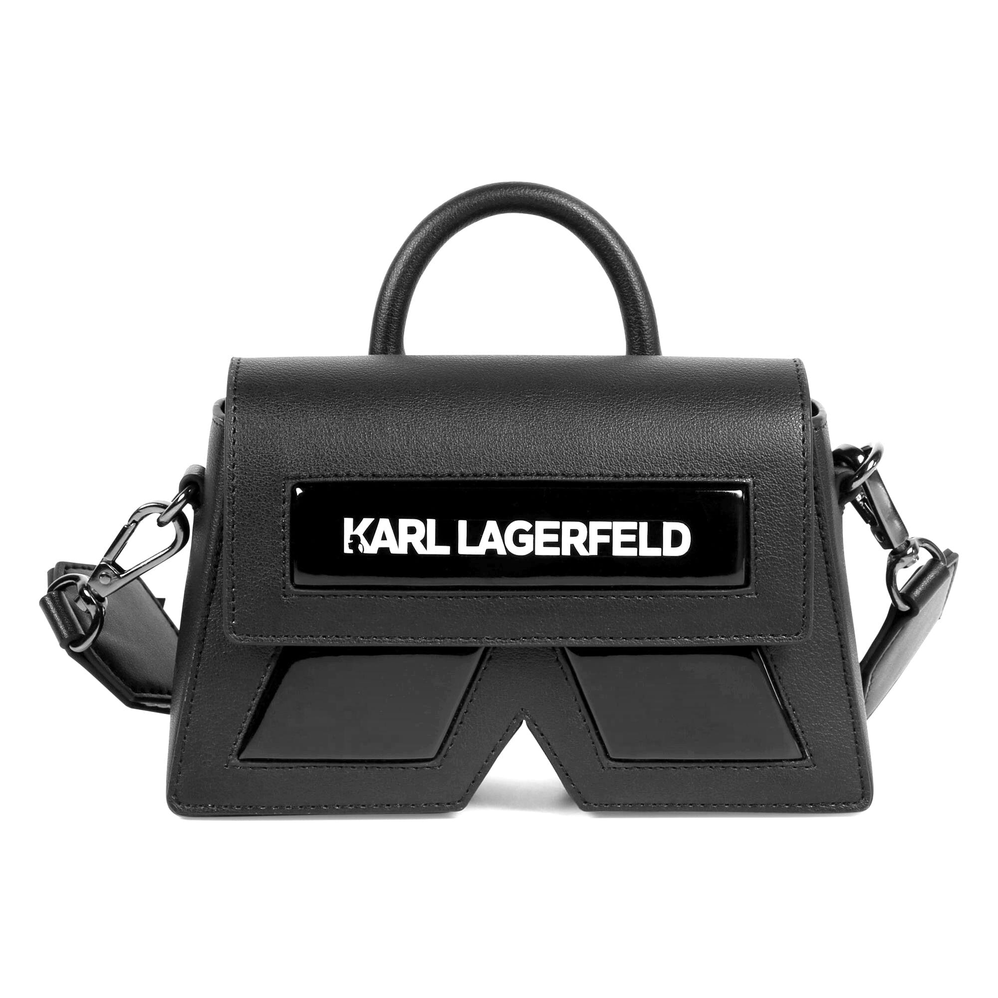 KARL LAGERFELD KIDS Tasche glänzend Logo schwarz weiß Innenfutter Tasche Karl Lagerfeld