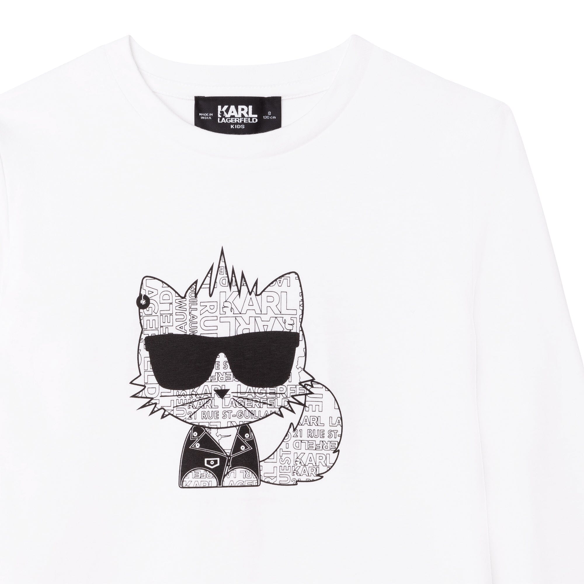 KARL LAGERFELD KIDS Longsleeve cat weiß Langarmshirt Karl Lagerfeld
