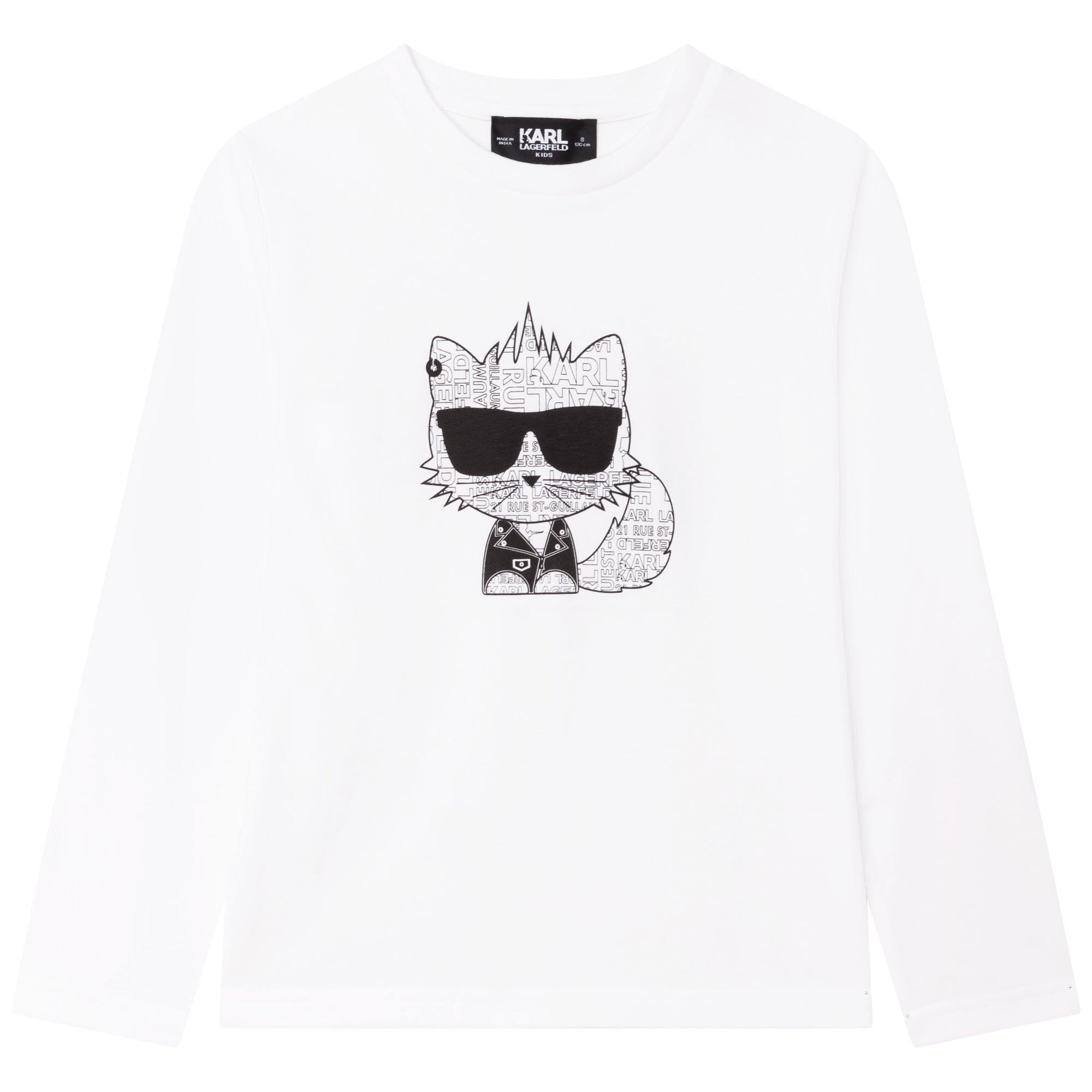 KARL LAGERFELD KIDS Longsleeve cat weiß Langarmshirt Karl Lagerfeld