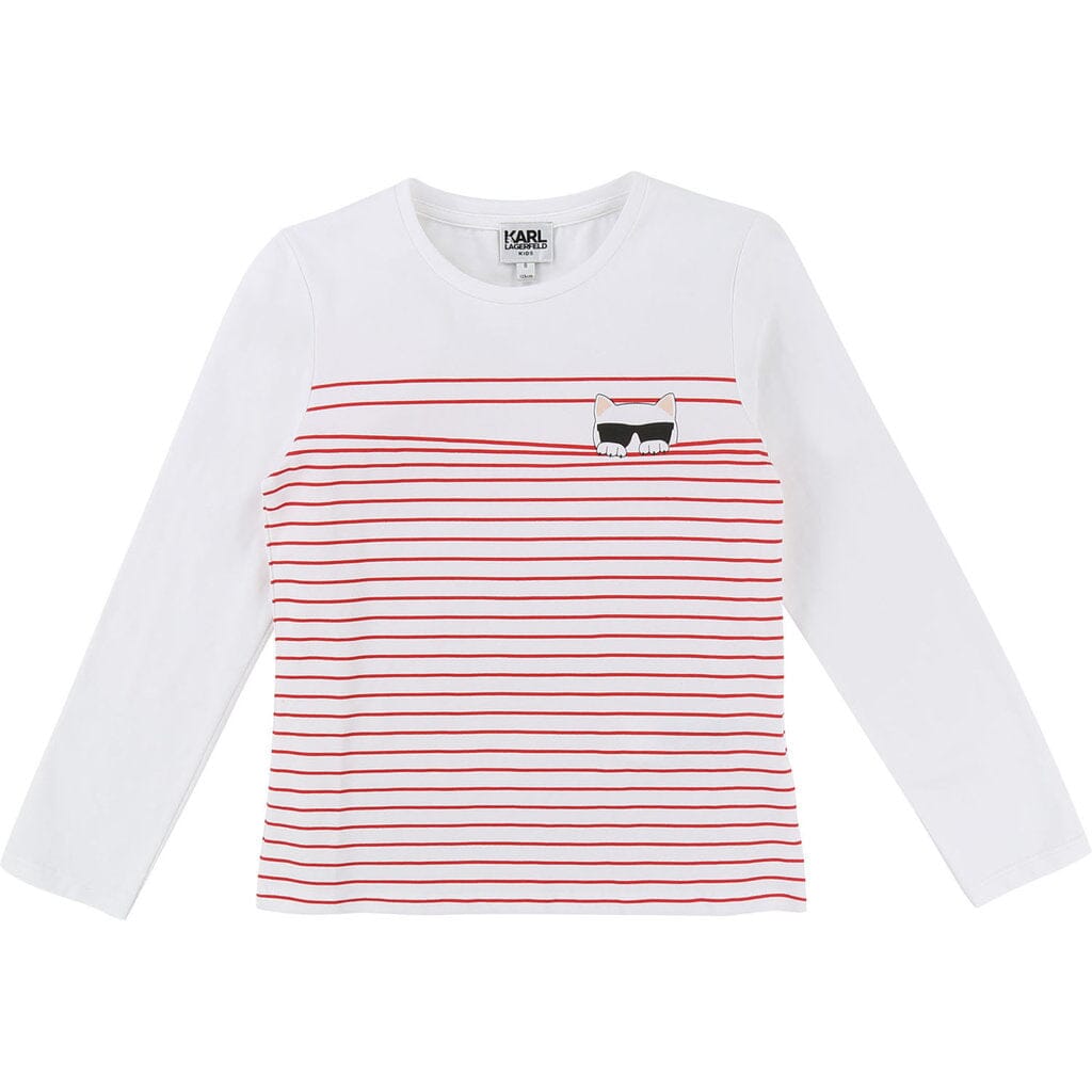 KARL LAGERFELD KIDS Longsleeve gestreift Katze Langarmshirt Karl Lagerfeld
