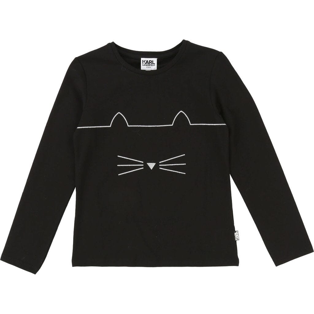 KARL LAGERFELD KIDS Longsleeve Katze schwarz Langarmshirt Karl Lagerfeld