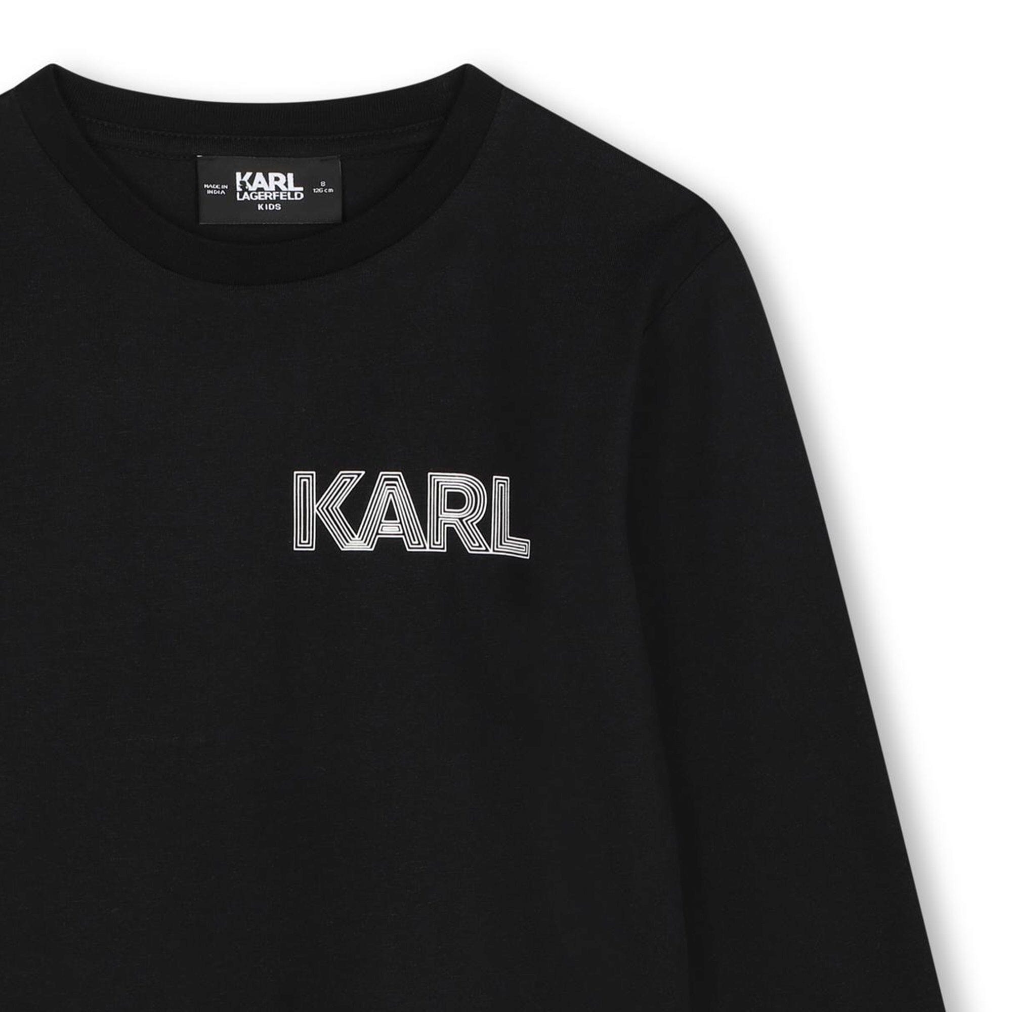 KARL LAGERFELD KIDS Langarmshirt schwarz iconic mit Karl Print und Logo Langarmshirt Karl Lagerfeld