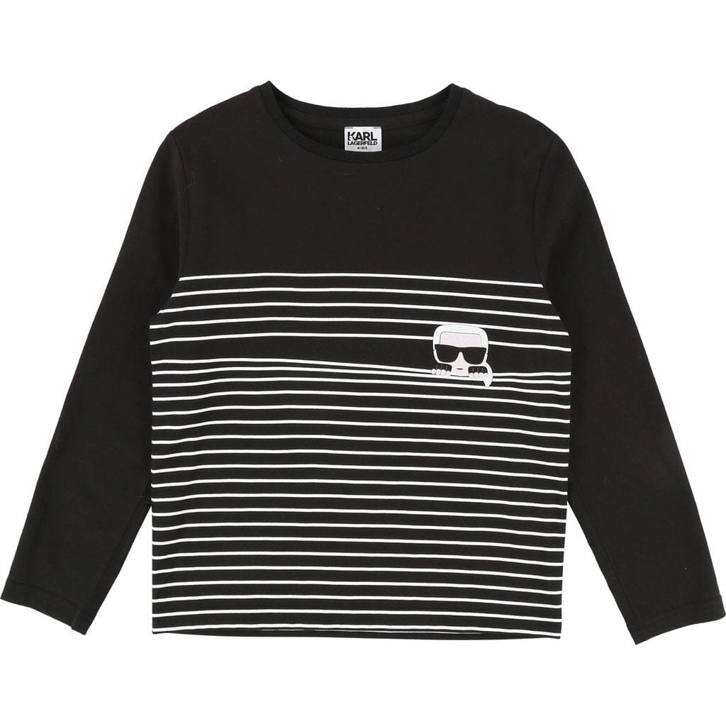 KARL LAGERFELD KIDS Longsleeve gestreift schwarz weiß Langarmshirt Karl Lagerfeld
