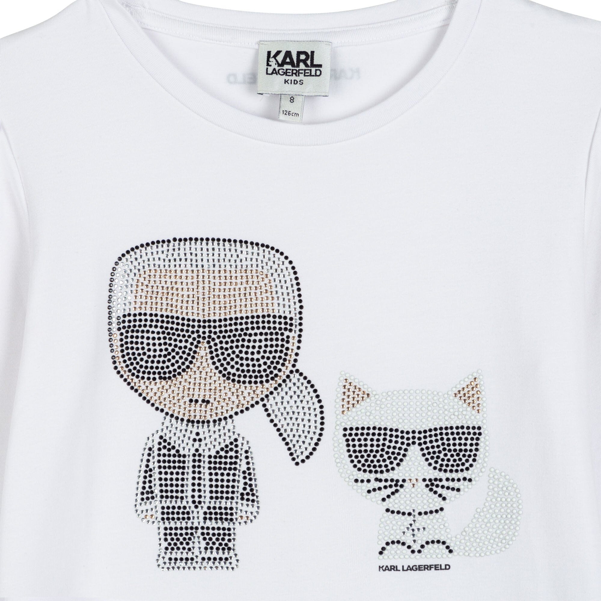 KARL LAGERFELD KIDS Longsleeve Karl& Choupette weiß Strass Langarmshirt Karl Lagerfeld
