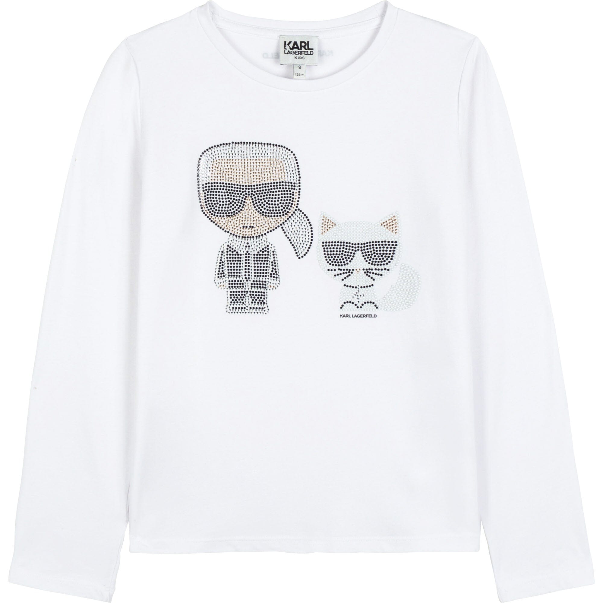 KARL LAGERFELD KIDS Longsleeve Karl& Choupette weiß Strass Langarmshirt Karl Lagerfeld