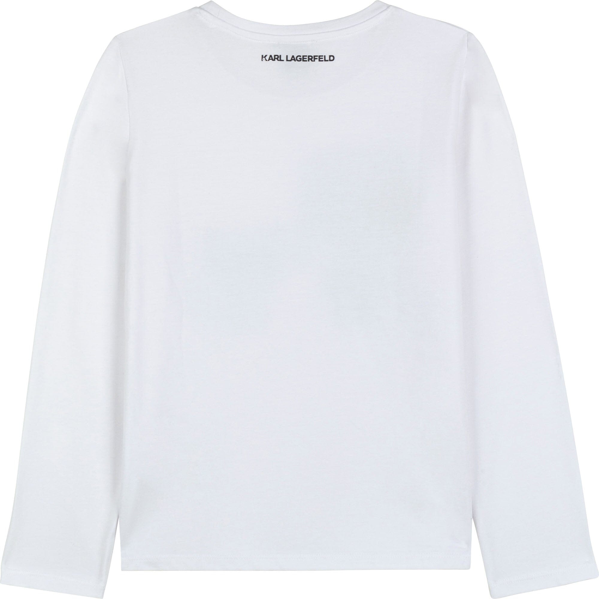 KARL LAGERFELD KIDS Longsleeve Karl& Choupette weiß Strass Langarmshirt Karl Lagerfeld