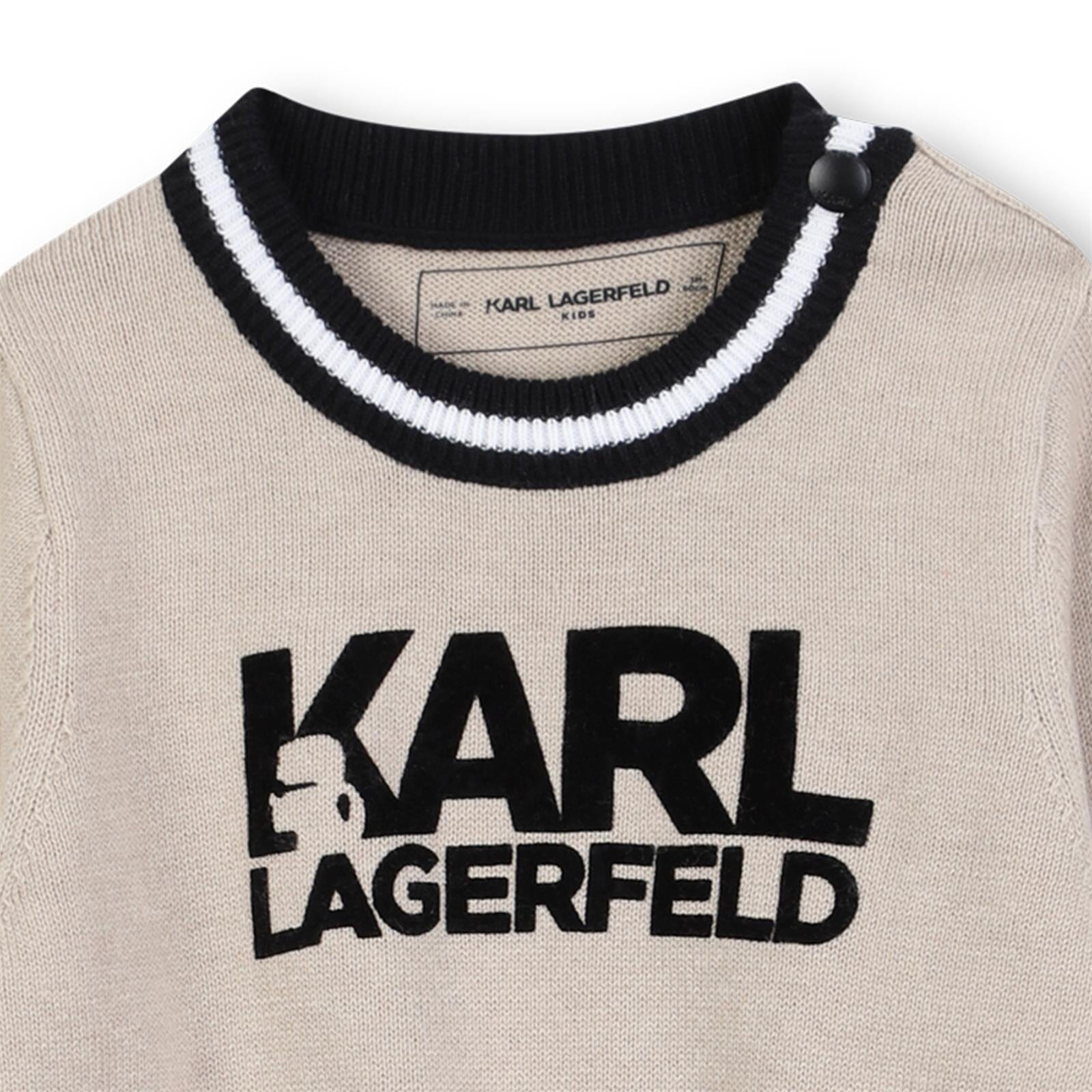 KARL LAGERFELD KIDS Strick-Jumpsuit hellbeige Baby Kombination Karl Lagerfeld