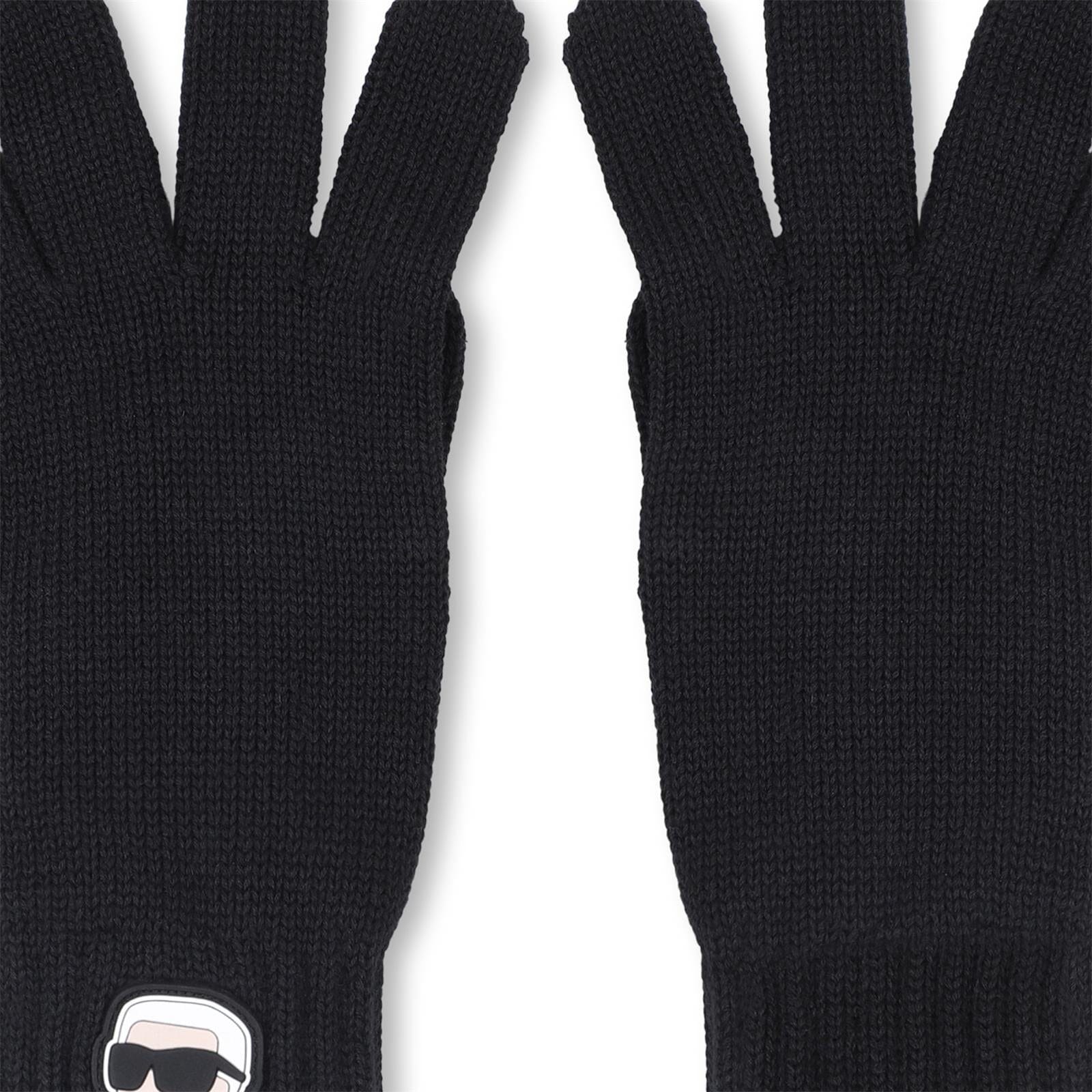 KARL LAGERFELD KIDS Strickhandschuhe schwarz – Karl Badge Handschuhe Karl Lagerfeld