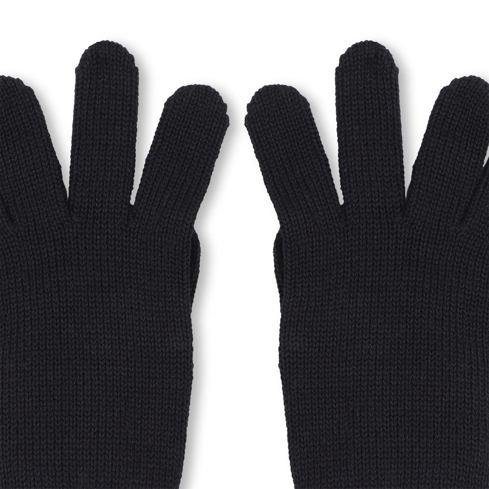 KARL LAGERFELD KIDS Strickhandschuhe schwarz – Karl Badge Handschuhe Karl Lagerfeld