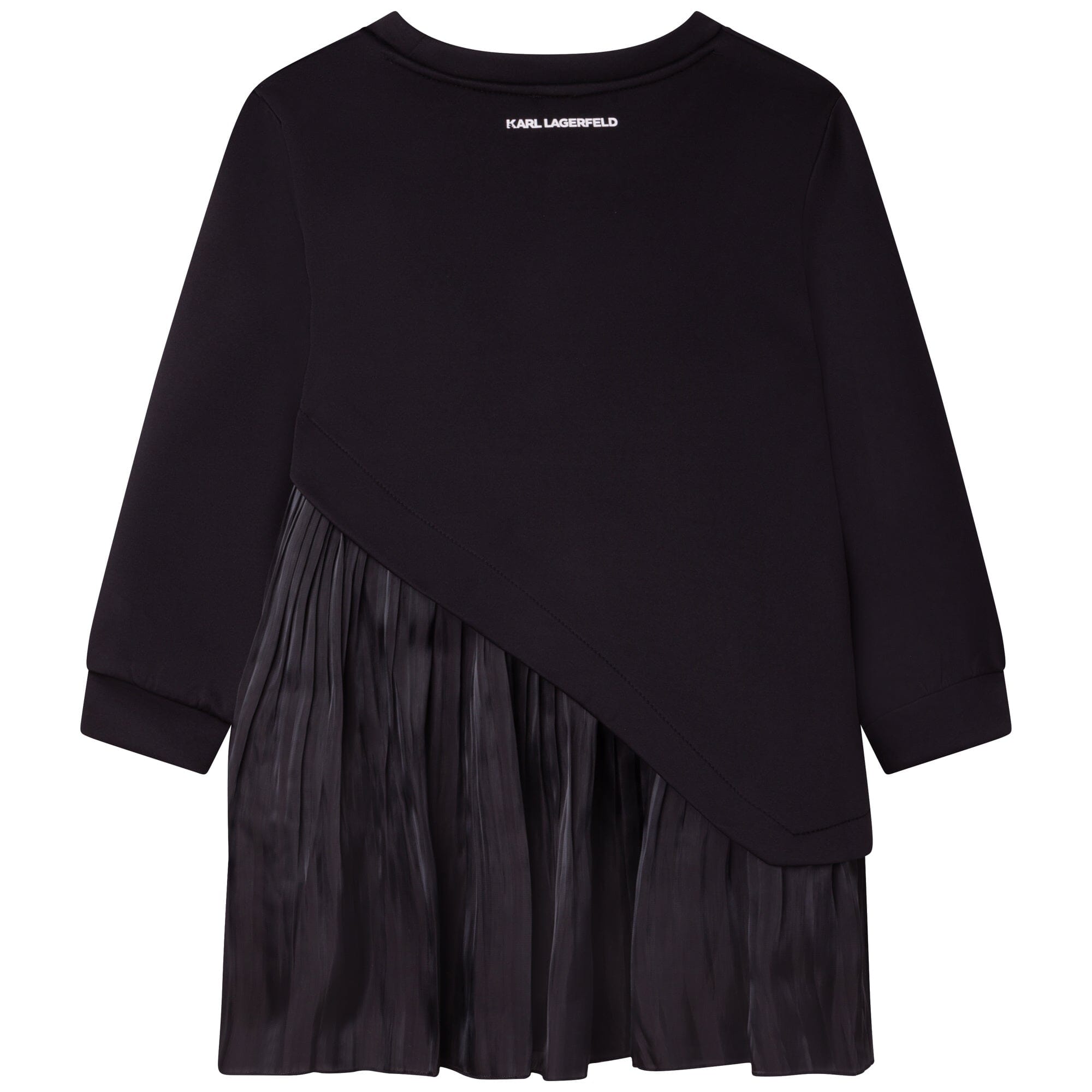 KARL LAGERFELD KIDS asymmetrisches Kleid schwarz mit Plissee Kleid Karl Lagerfeld