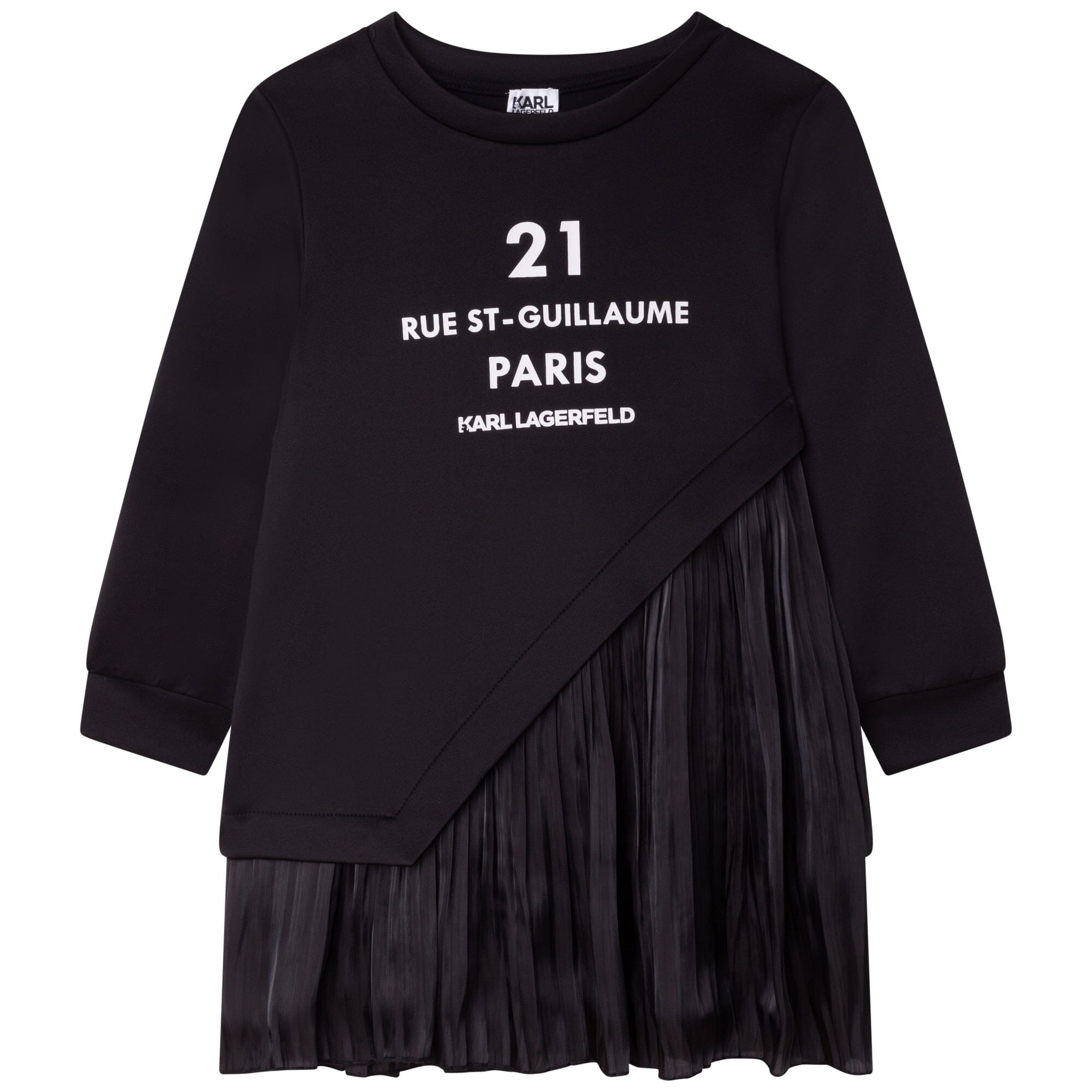 KARL LAGERFELD KIDS asymmetrisches Kleid schwarz mit Plissee Kleid Karl Lagerfeld