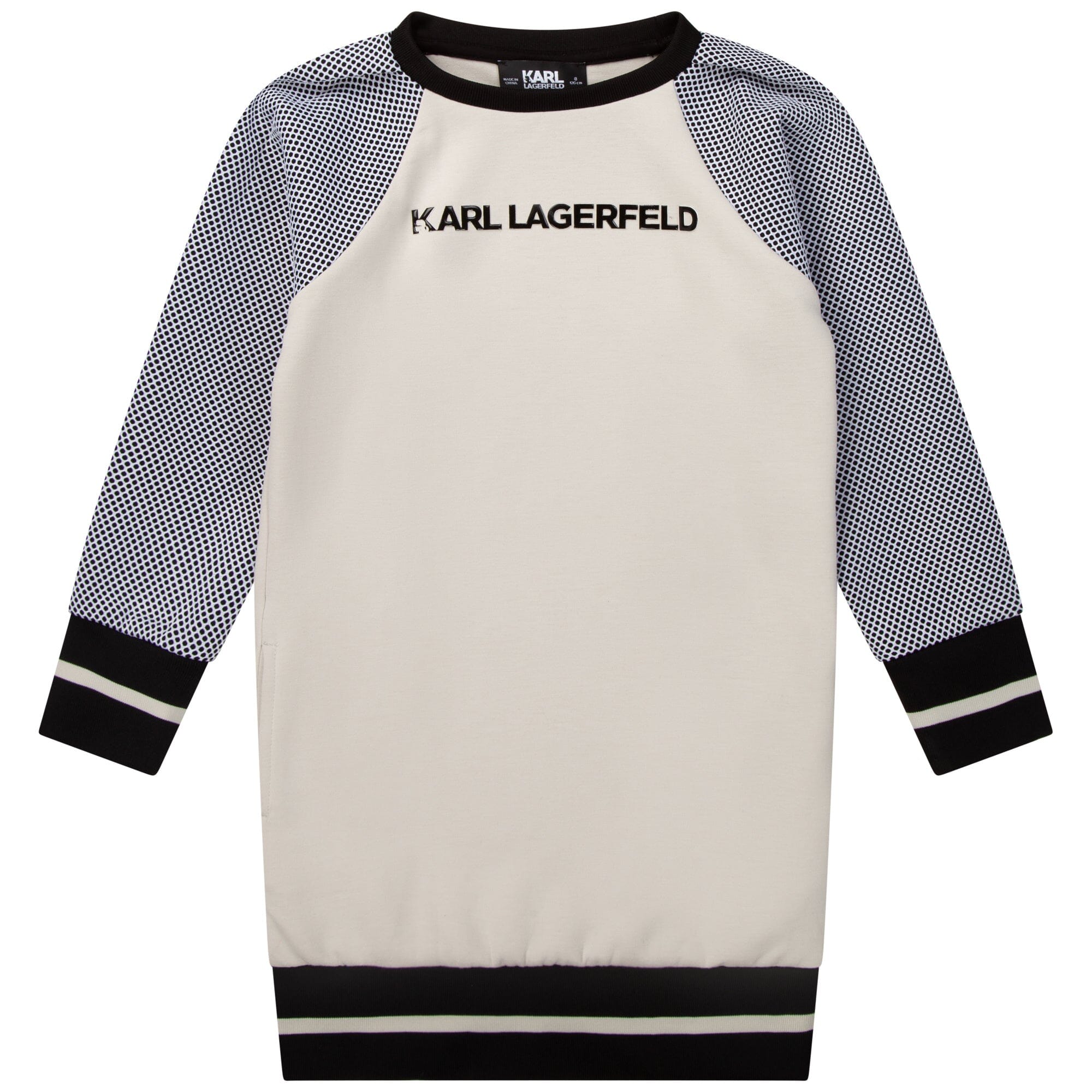 KARL LAGERFELD KIDS Sweatshirt Kleid beige schwarz Kleid Karl Lagerfeld