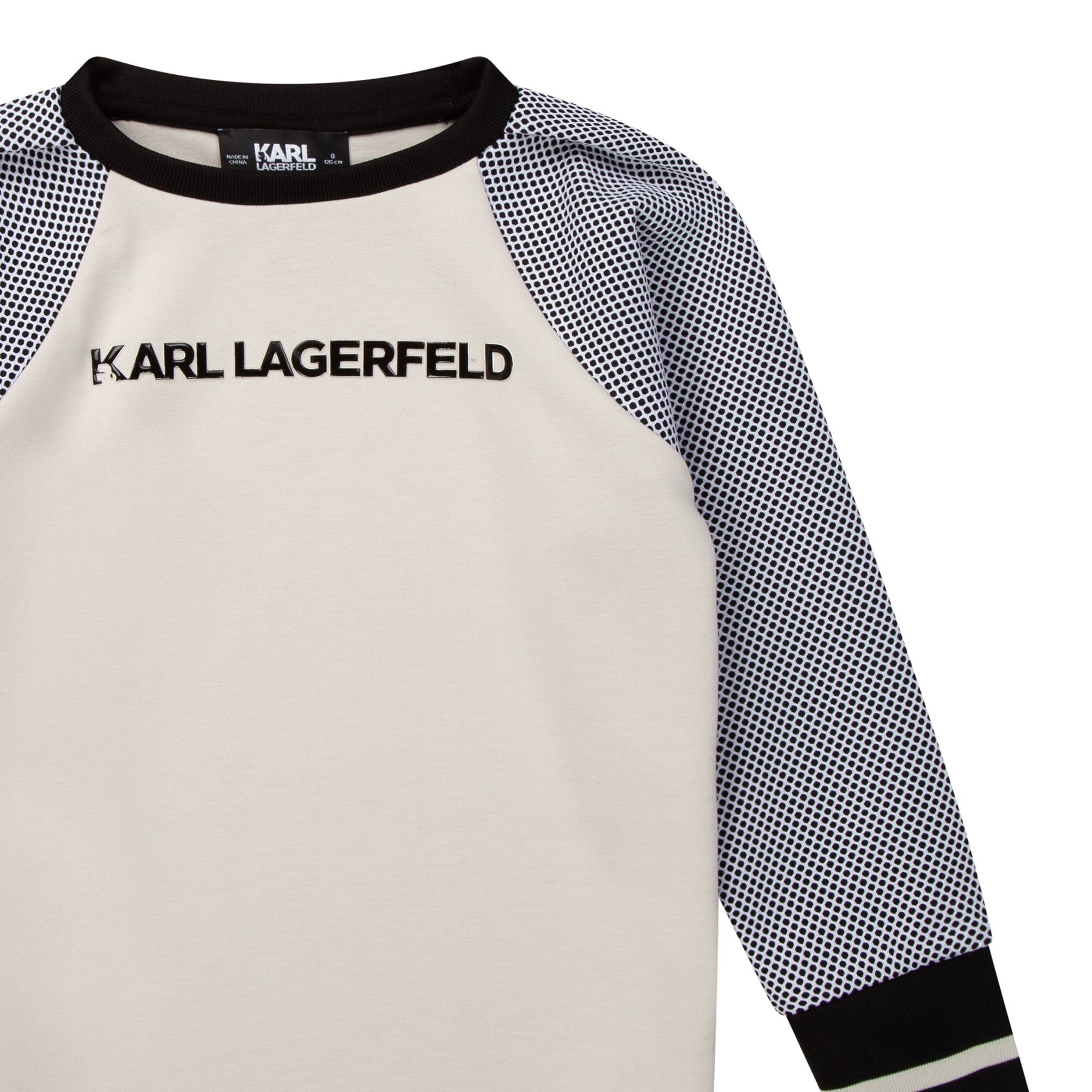 KARL LAGERFELD KIDS Sweatshirt Kleid beige schwarz Kleid Karl Lagerfeld