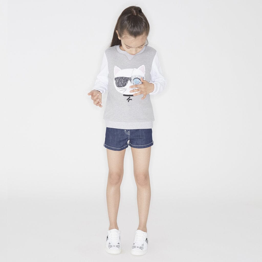 KARL LAGERFELD KIDS Sweatshirt Choupette Wendepailletten grau Sweatshirt Karl Lagerfeld
