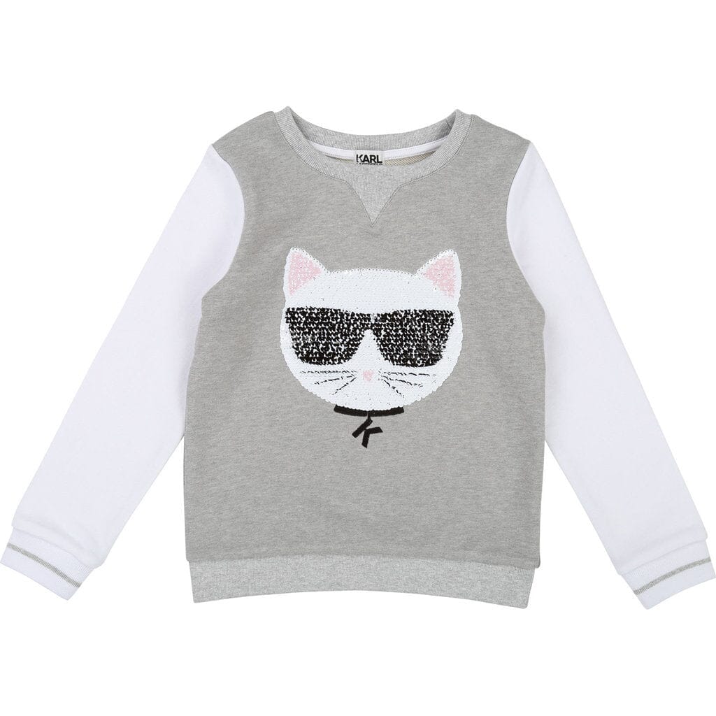 KARL LAGERFELD KIDS Sweatshirt Choupette Wendepailletten grau Sweatshirt Karl Lagerfeld