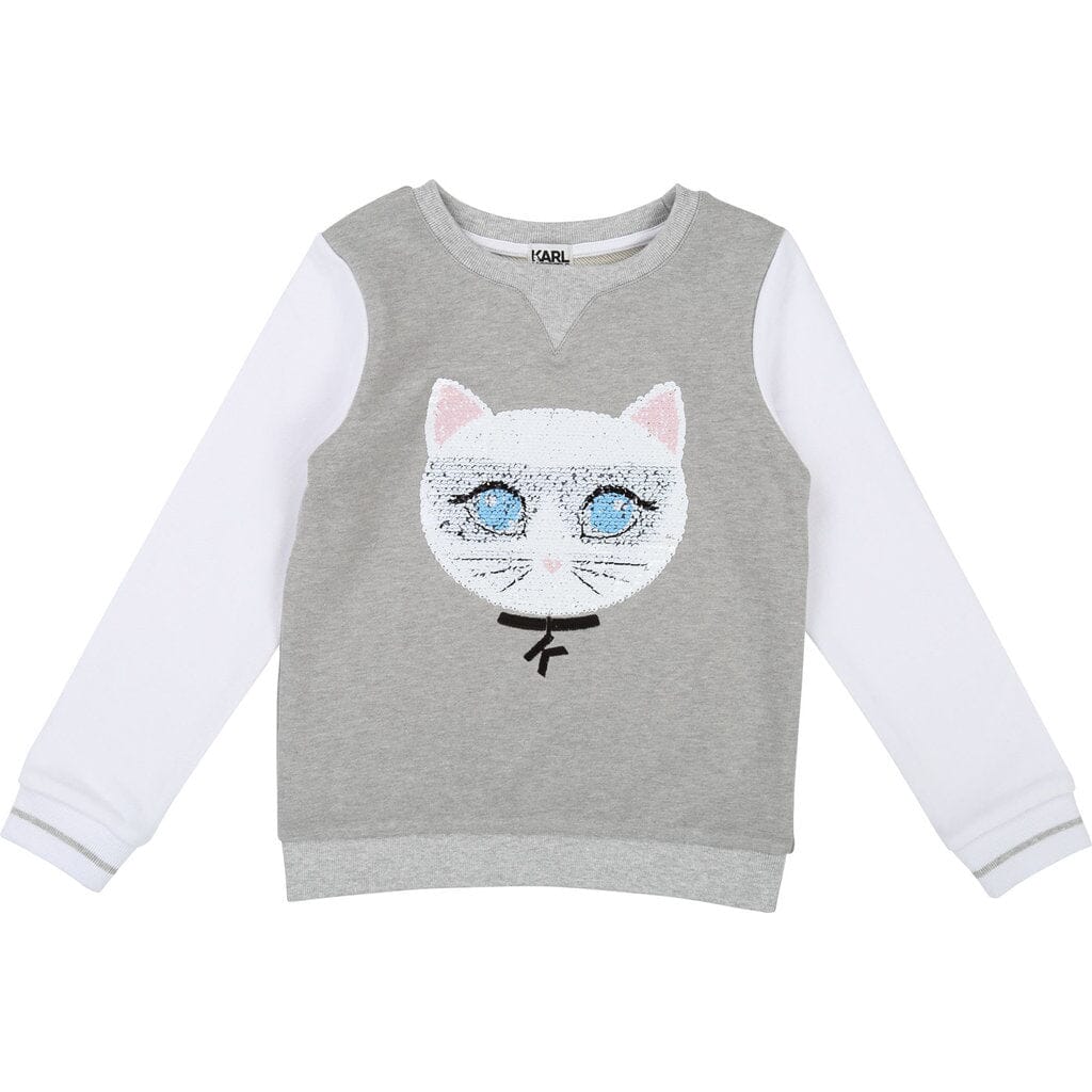 KARL LAGERFELD KIDS Sweatshirt Choupette Wendepailletten grau Sweatshirt Karl Lagerfeld