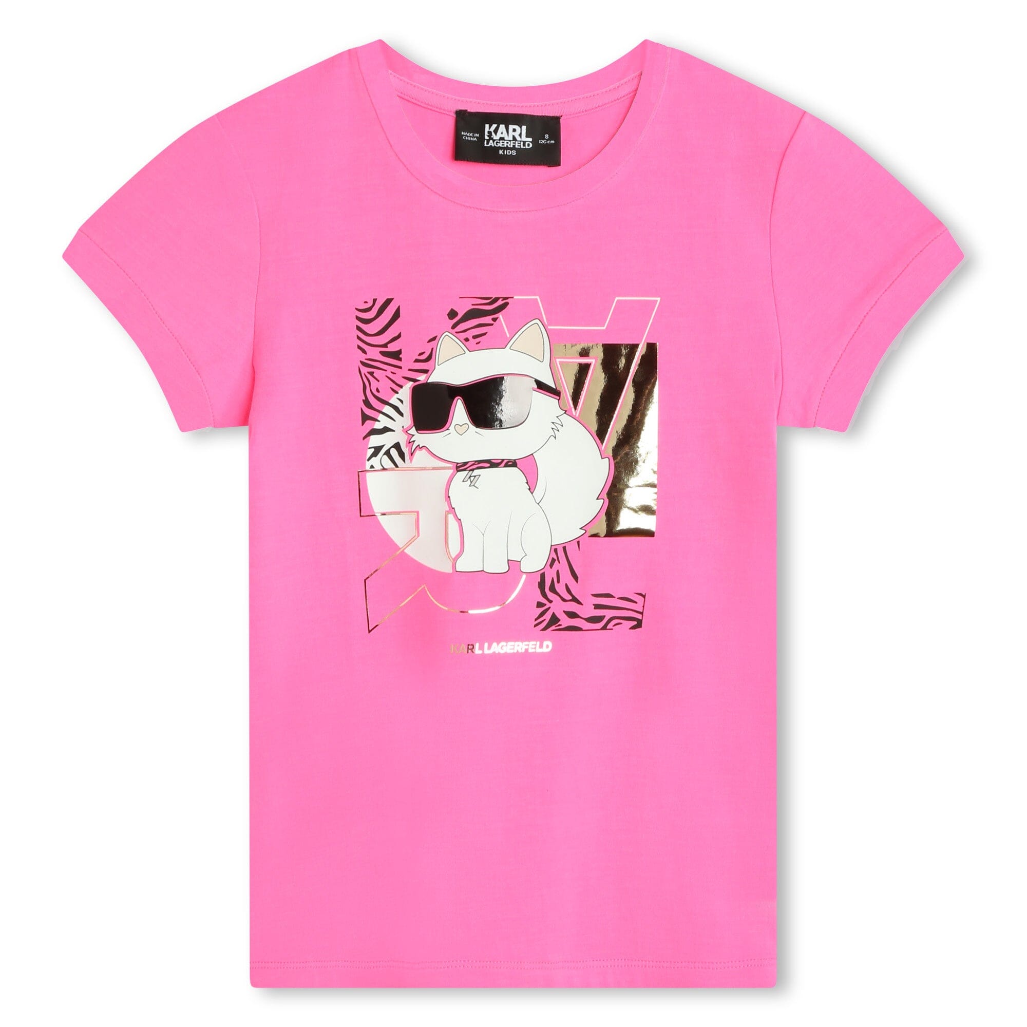 KARL LAGERFELD Kids T-Shirtmit Choupette-Print rosa T-Shirt Karl Lagerfeld