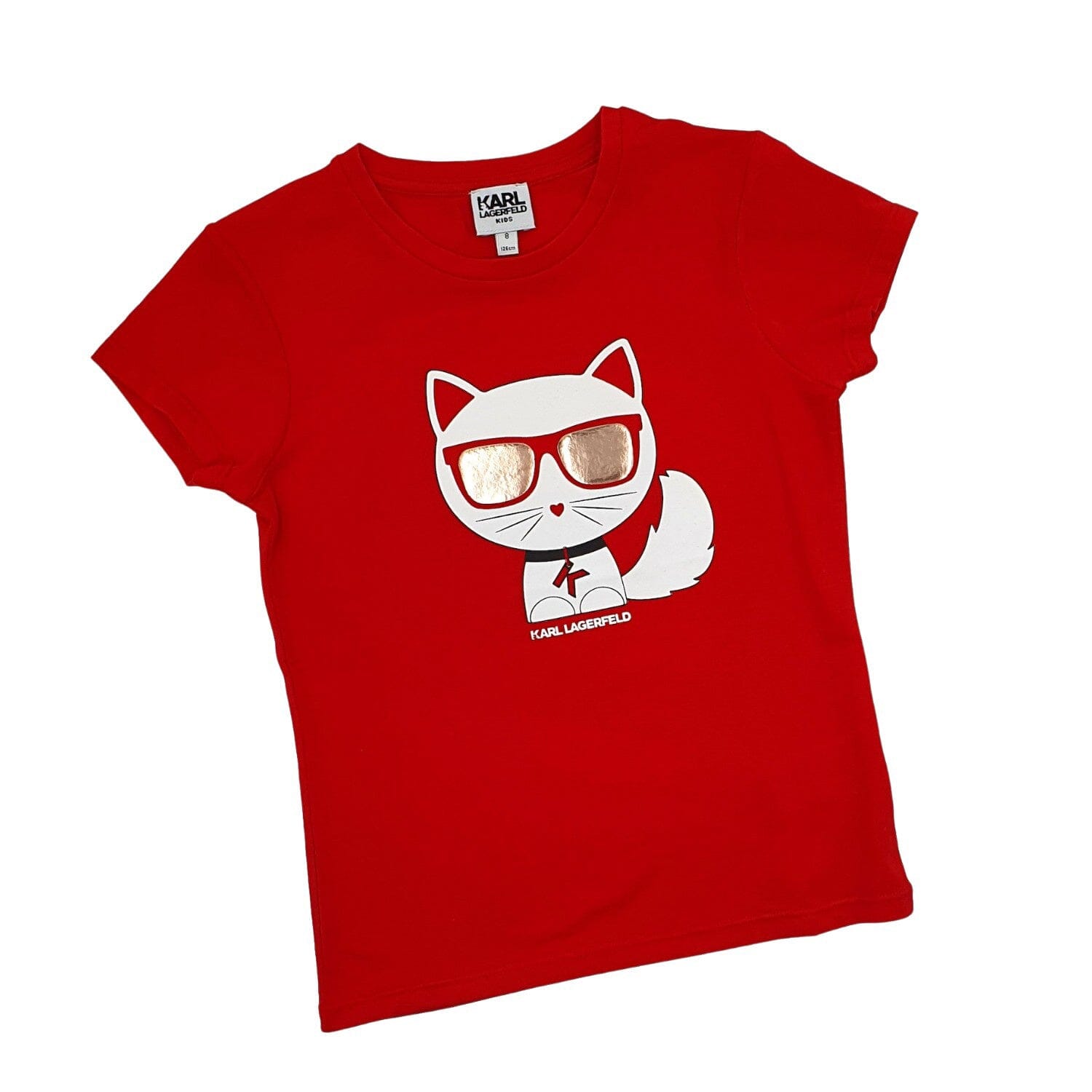 KARL LAGERFELD KIDS T-Shirt rot Katze Choupette mit verspiegelter Sonnenbrille T-Shirt Karl Lagerfeld