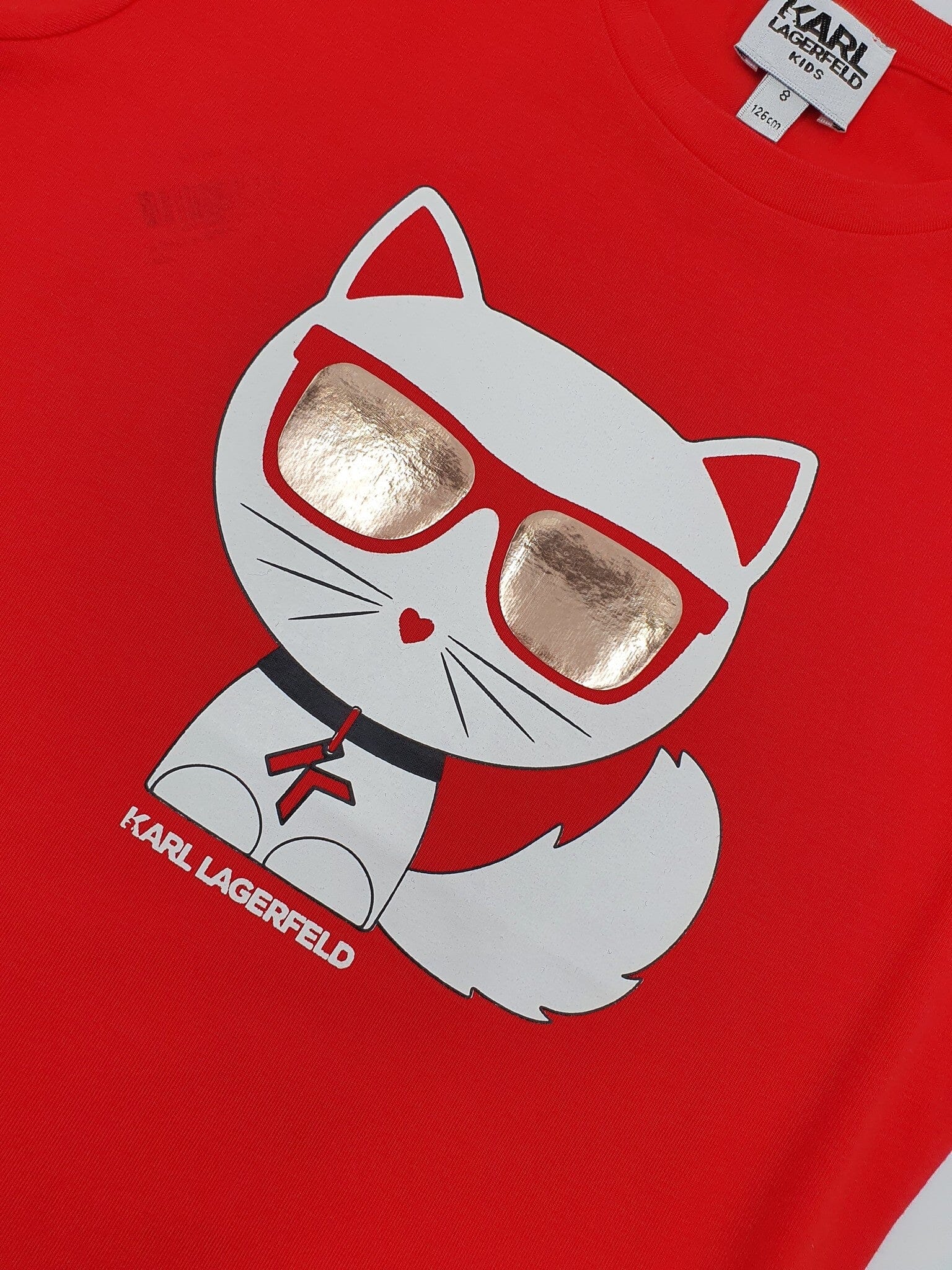 KARL LAGERFELD KIDS T-Shirt rot Katze Choupette mit verspiegelter Sonnenbrille T-Shirt Karl Lagerfeld