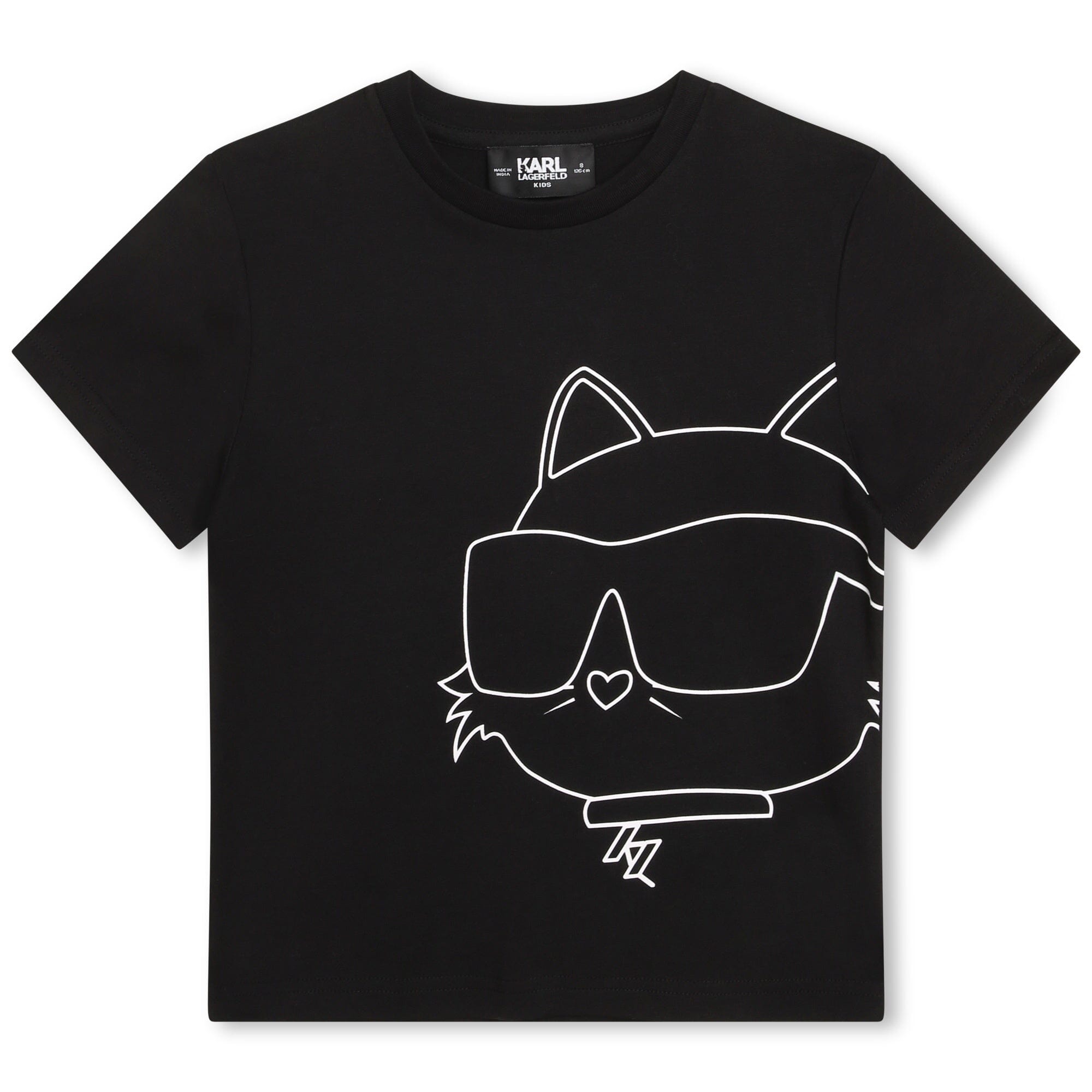 Karl Lagerfeld KIDS kurzarm T-Shirt aus Baumwolle in schwarz mit Katze Choupette T-Shirt Karl Lagerfeld