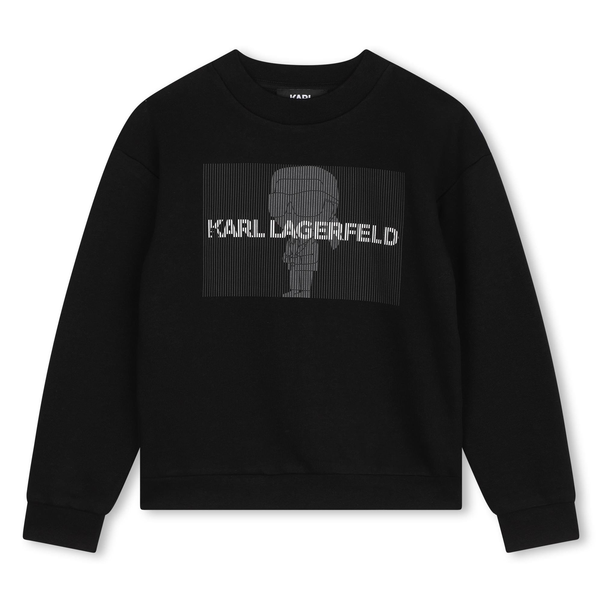 KARL LAGERFELD KIDS Sweatshirt schwarz Transparent gestreift Schriftszug Print