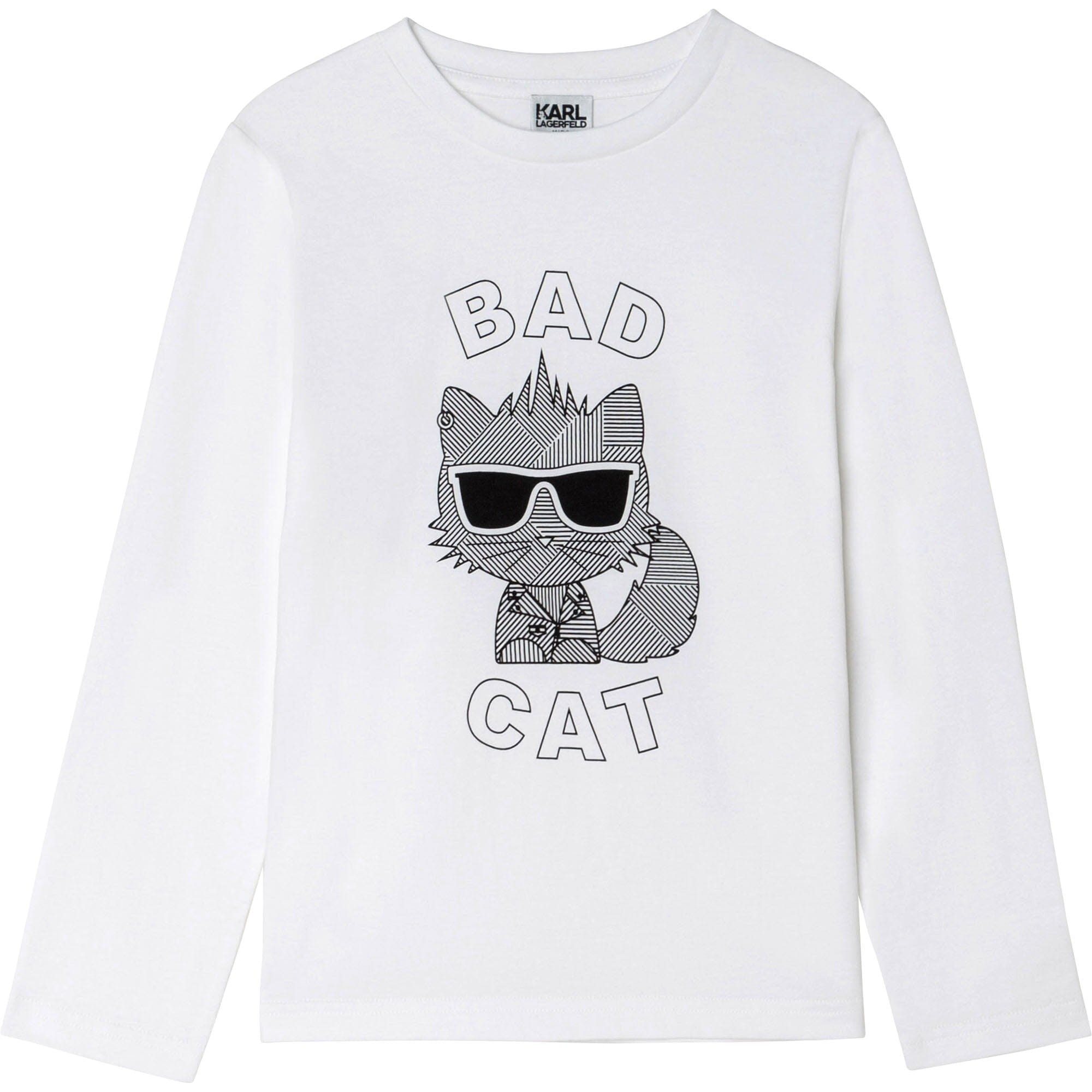 KARL LAGERFELD KIDS Longsleeve bad cat weiß Langarmshirt Karl Lagerfeld