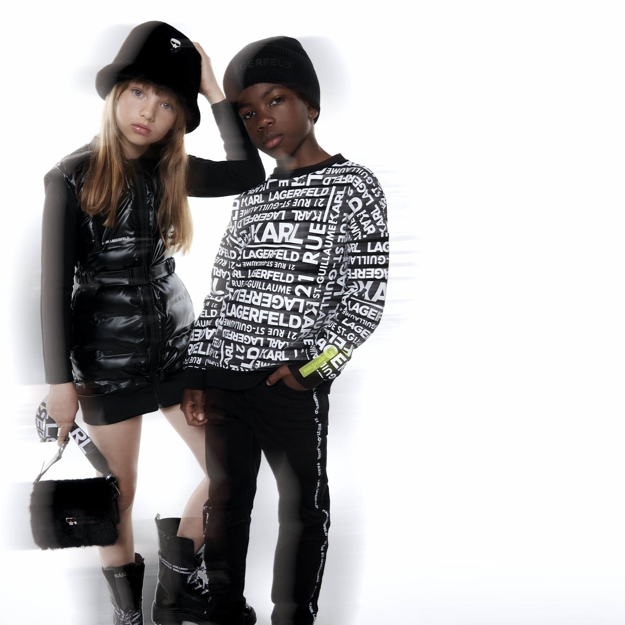 KARL LAGERFELD KIDS Sweatshirt allover Logoprint schwarz Sweatshirt Karl Lagerfeld