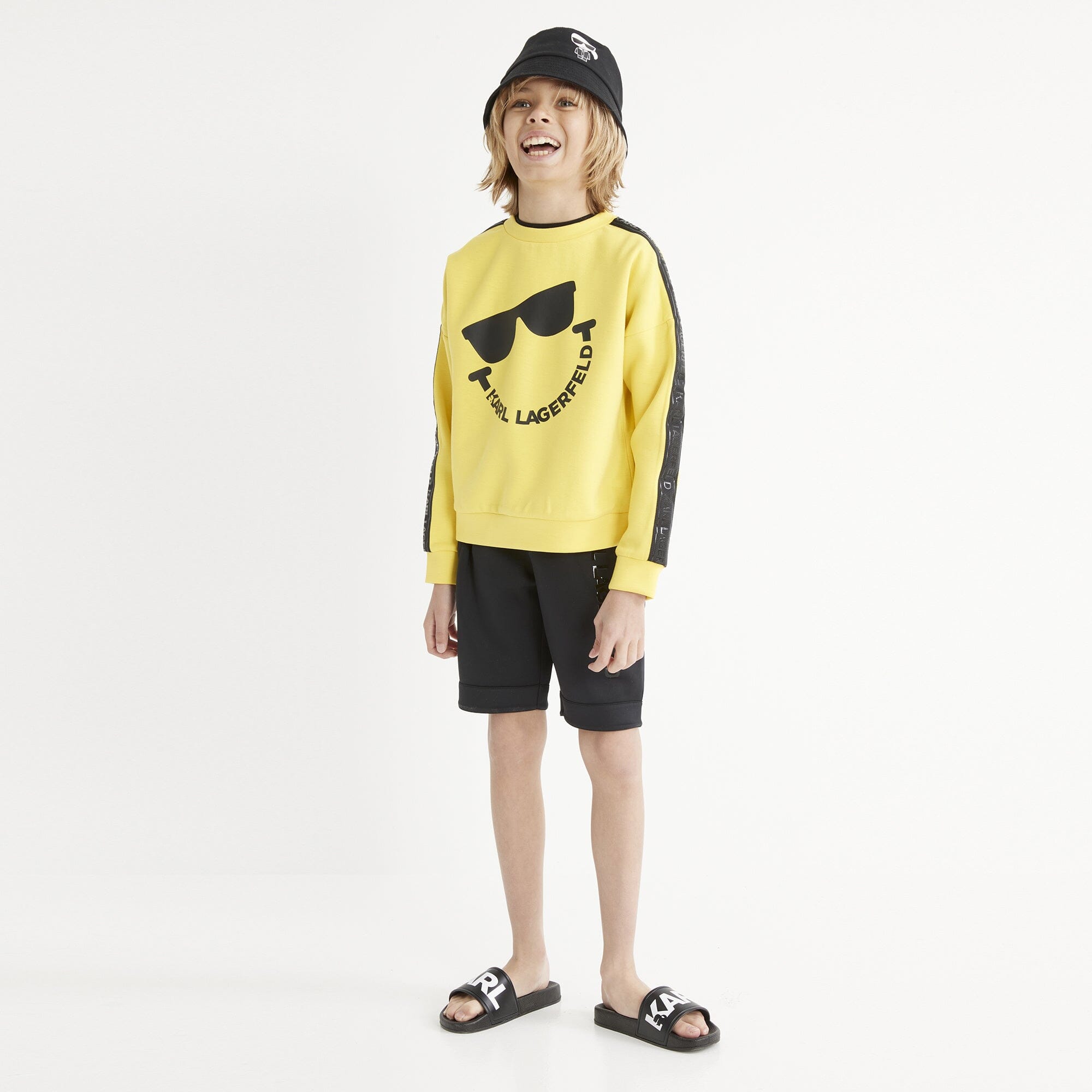 KARL LAGERFELD KIDS gelber Hoodie SMILEY MINI ME Sweatshirt Karl Lagerfeld