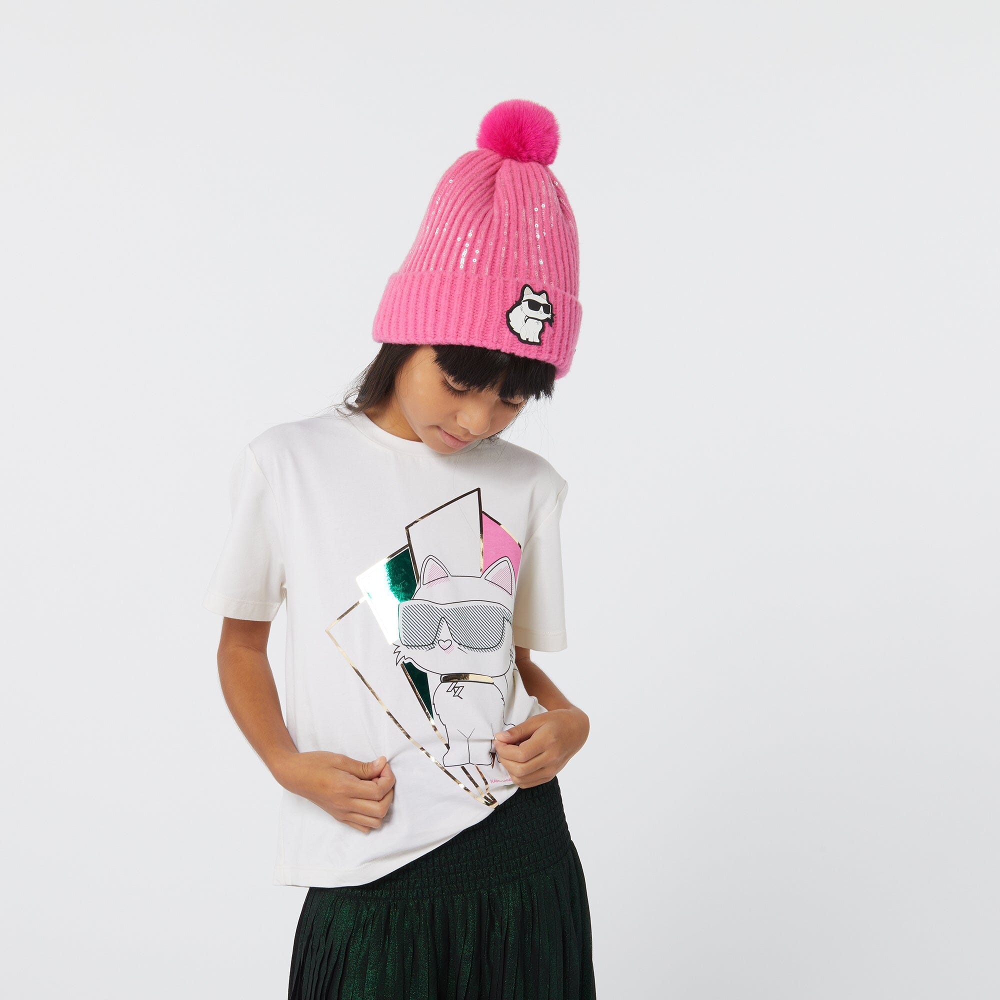 KARL LAGERFELD Kids T-Shirt mit Choupette-Print creme T-Shirt Karl Lagerfeld