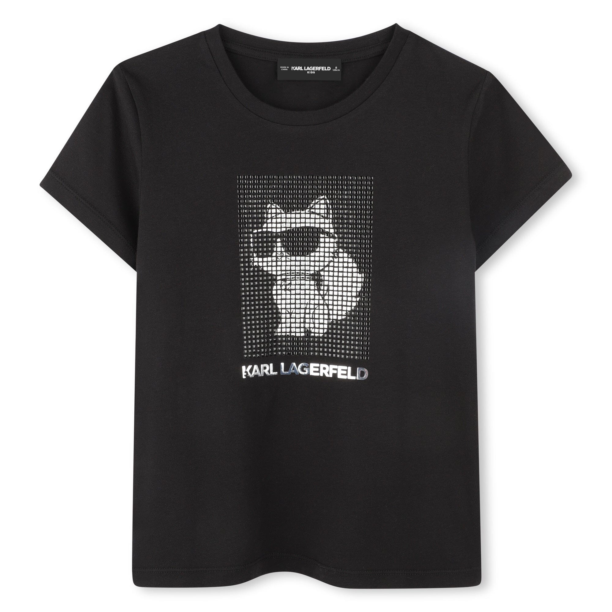 Karl Lagerfeld KIDS T-Shirt schwarz mit silber glänzender Mini me - Choupette T-Shirt Karl Lagerfeld