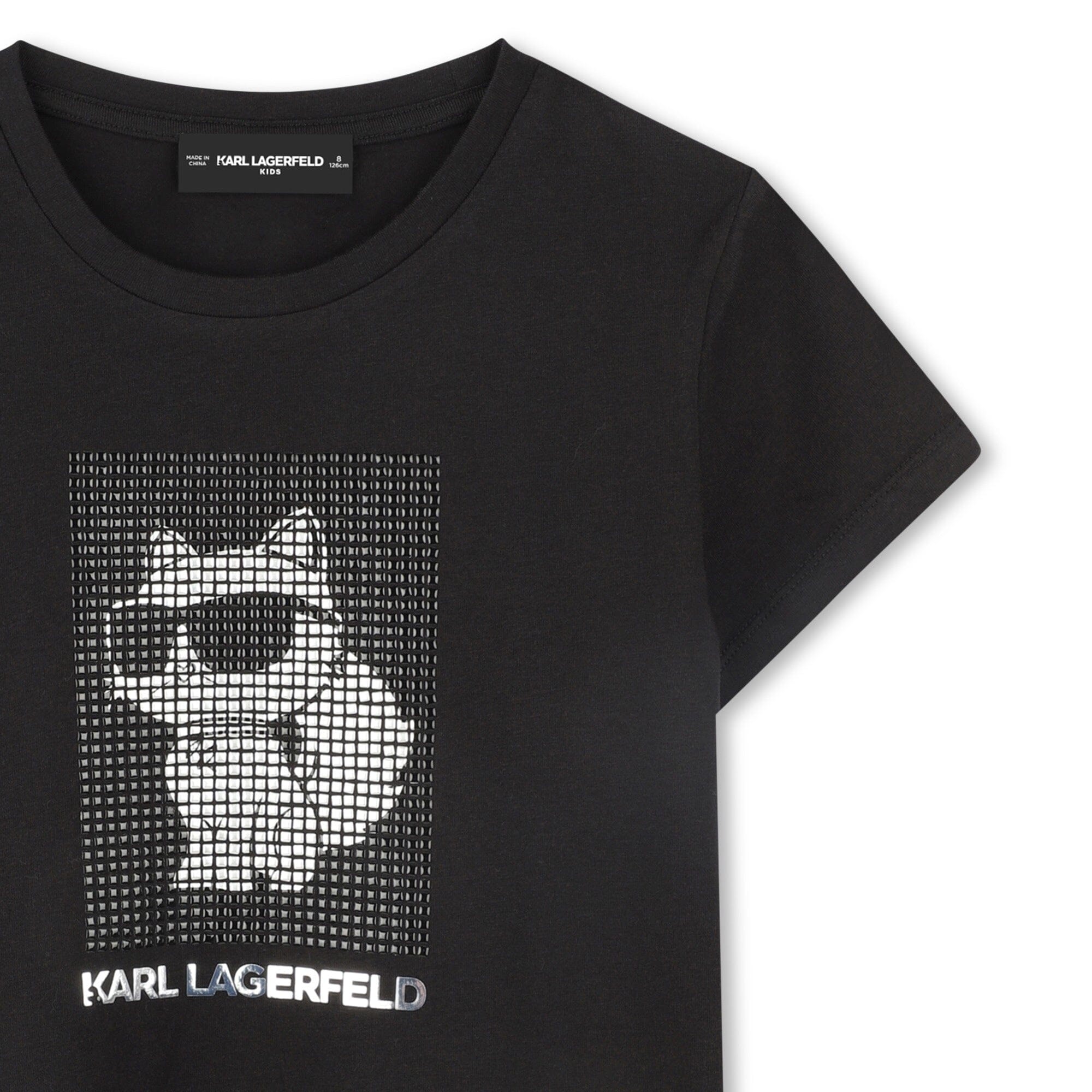 Karl Lagerfeld KIDS T-Shirt schwarz mit silber glänzender Mini me - Choupette T-Shirt Karl Lagerfeld
