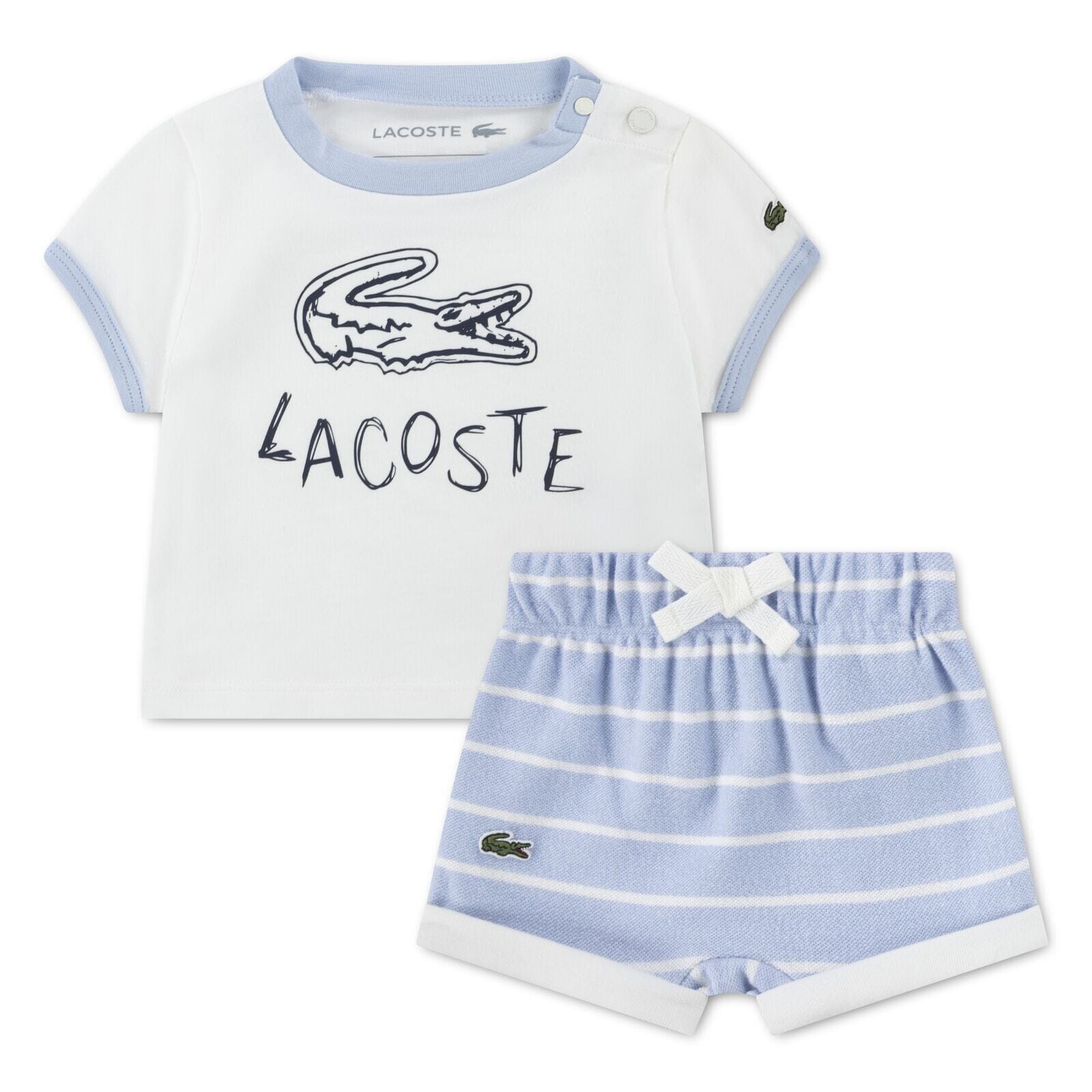 Lacoste Baby 2-Teiler mit Print und Shorts weiß-blau Baby Kombination Lacoste 24M (92)